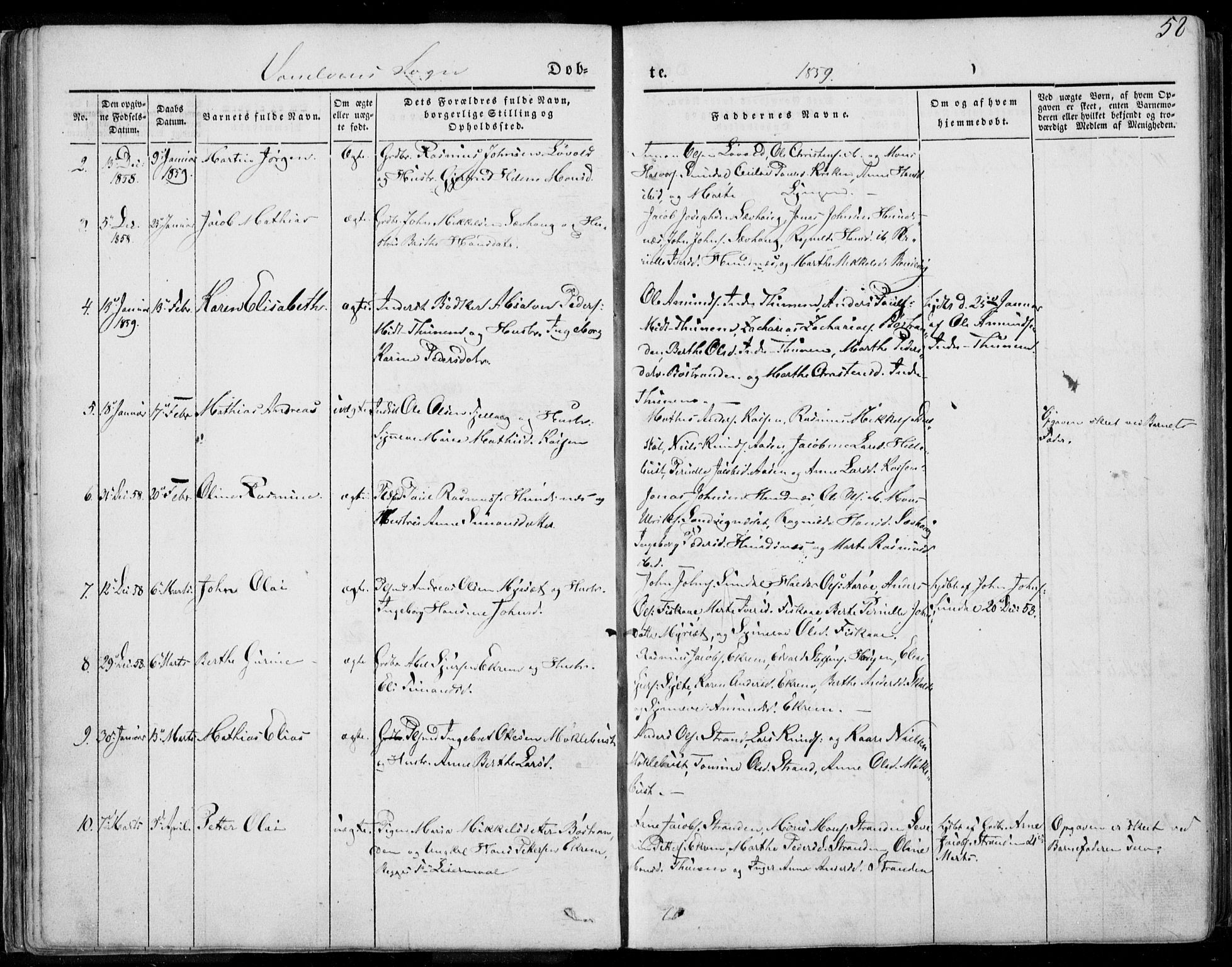 Ministerialprotokoller, klokkerbøker og fødselsregistre - Møre og Romsdal, AV/SAT-A-1454/501/L0006: Parish register (official) no. 501A06, 1844-1868, p. 58