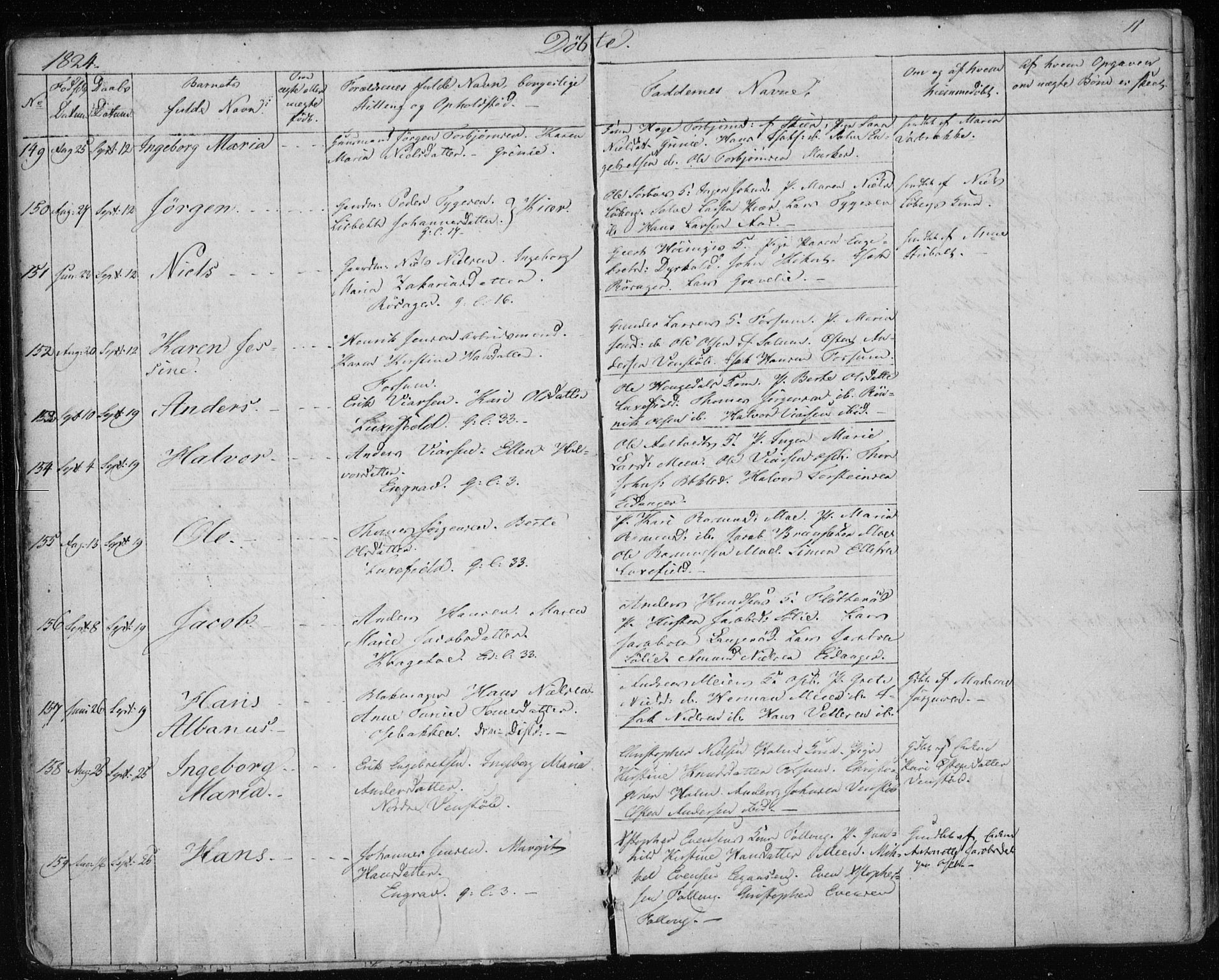 Gjerpen kirkebøker, SAKO/A-265/F/Fa/L0005: Parish register (official) no. I 5, 1823-1829, p. 11