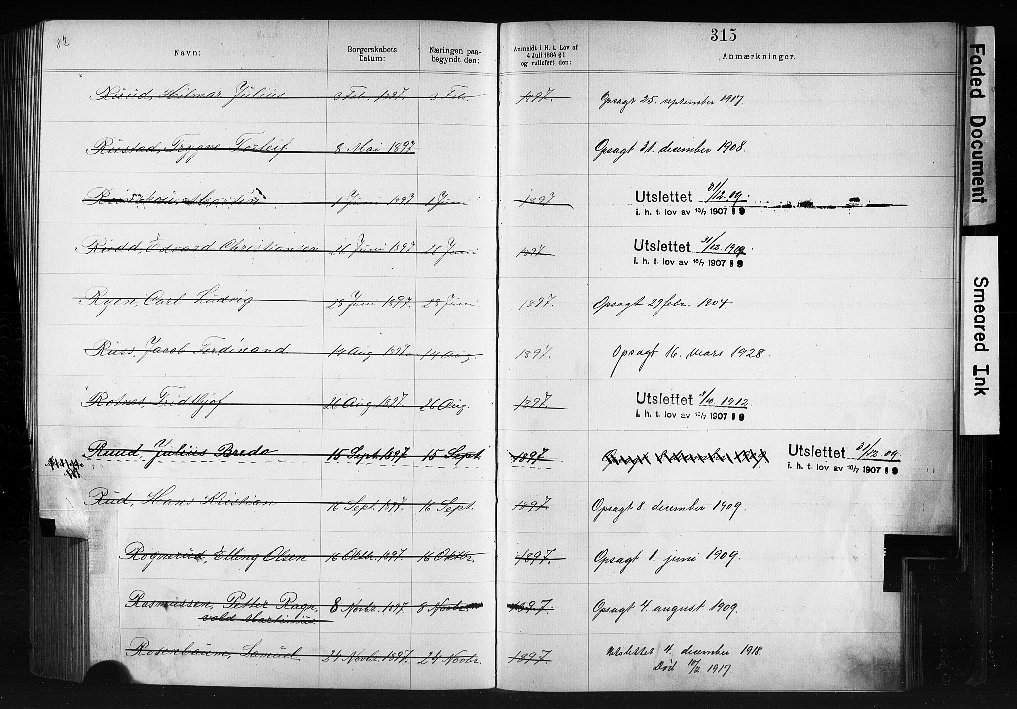 Kristiania magistrat, SAO/A-10711/F/Fb/L0007: Borgerrulle, 1879-1909, p. 232