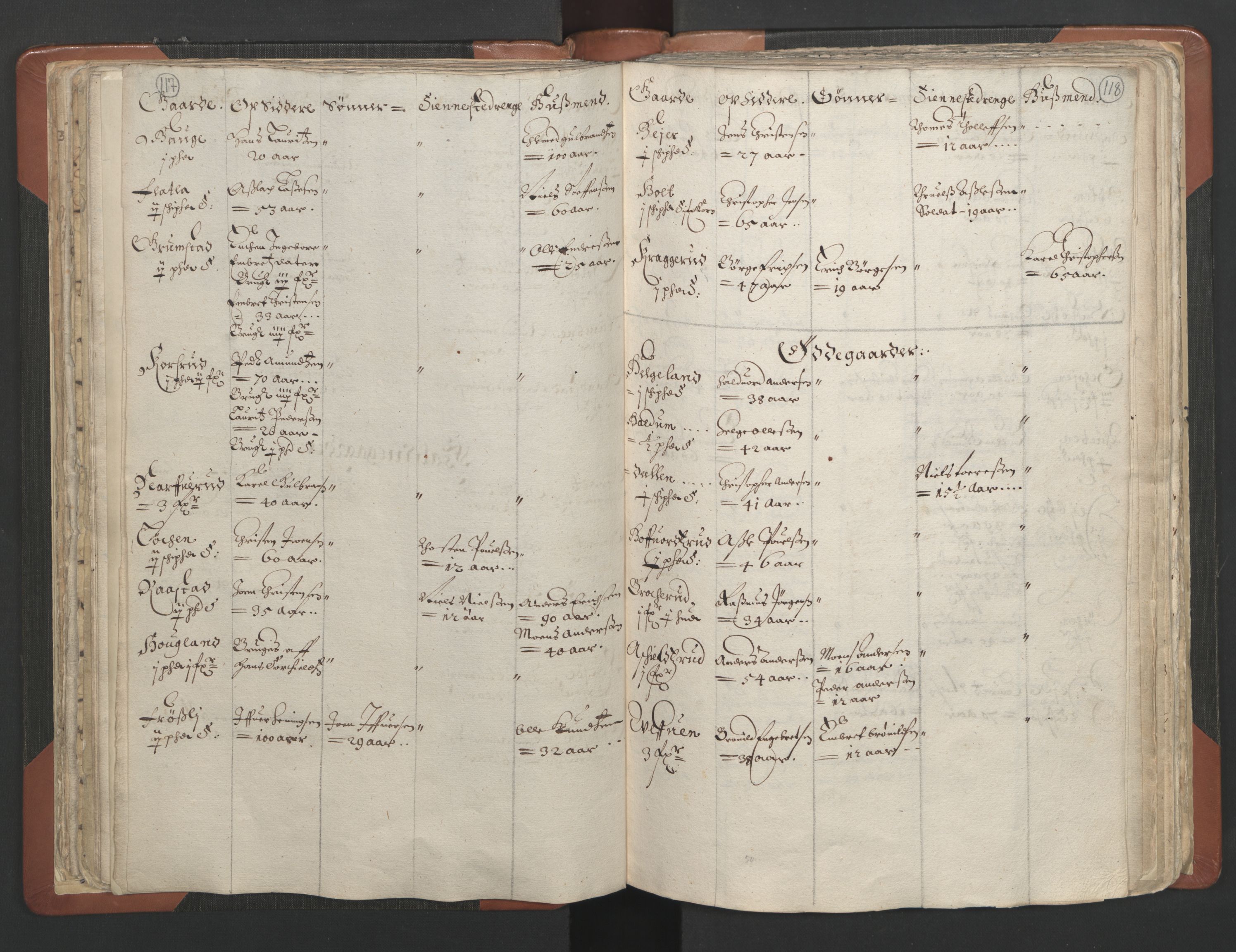 RA, Vicar's Census 1664-1666, no. 7: Hadeland deanery, 1664-1666, p. 117-118