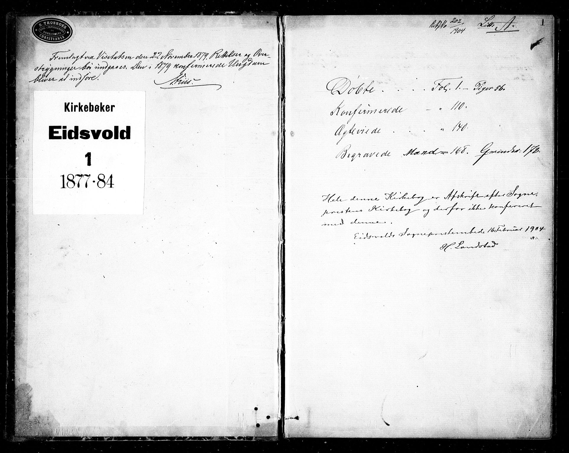 Eidsvoll prestekontor Kirkebøker, SAO/A-10888/G/Ga/L0004: Parish register (copy) no. I 4, 1877-1884, p. 1