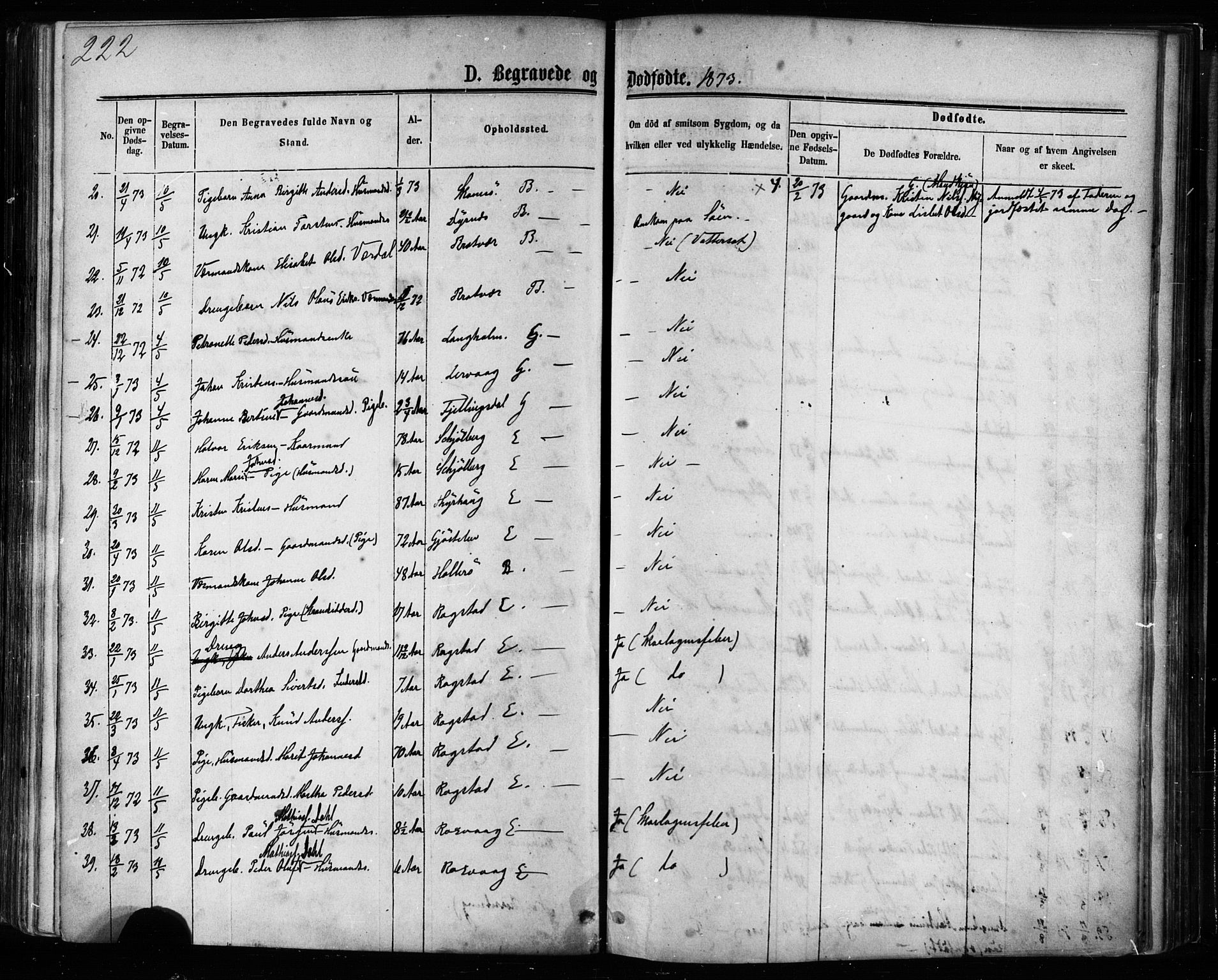 Ministerialprotokoller, klokkerbøker og fødselsregistre - Møre og Romsdal, AV/SAT-A-1454/581/L0938: Parish register (official) no. 581A06, 1873-1879, p. 222