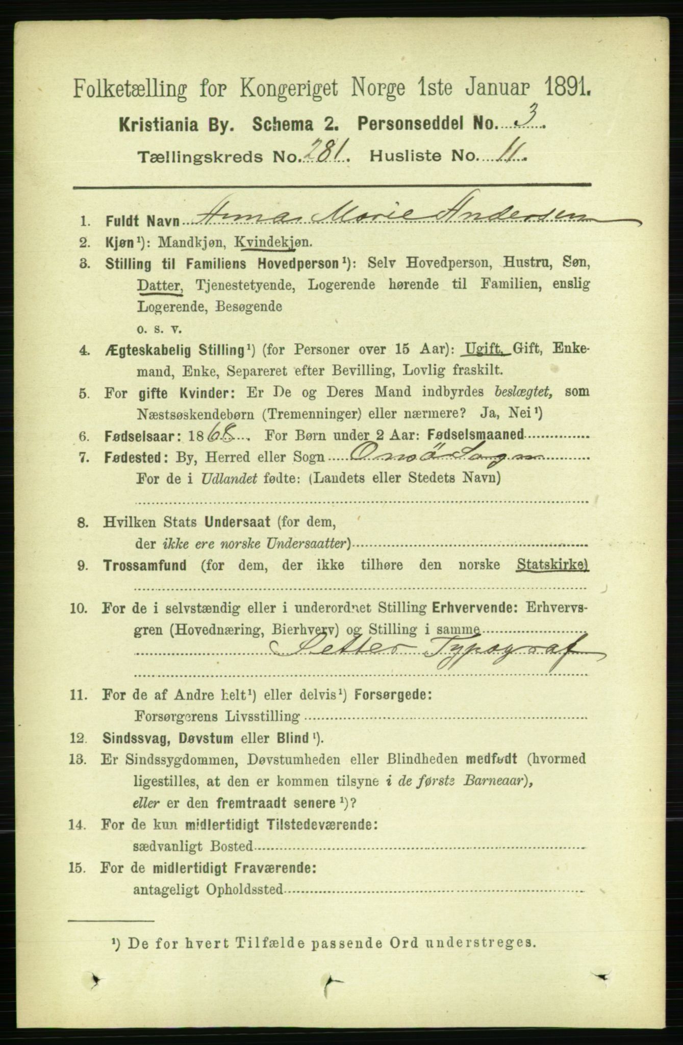 RA, 1891 census for 0301 Kristiania, 1891, p. 171081