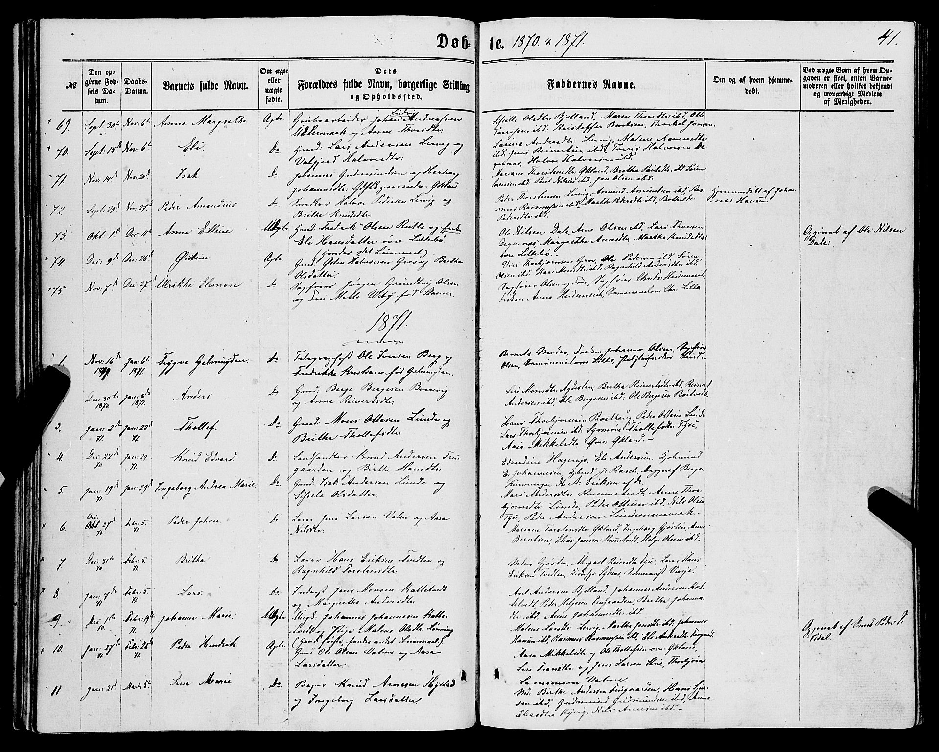 Stord sokneprestembete, SAB/A-78201/H/Haa: Parish register (official) no. B 1, 1862-1877, p. 41