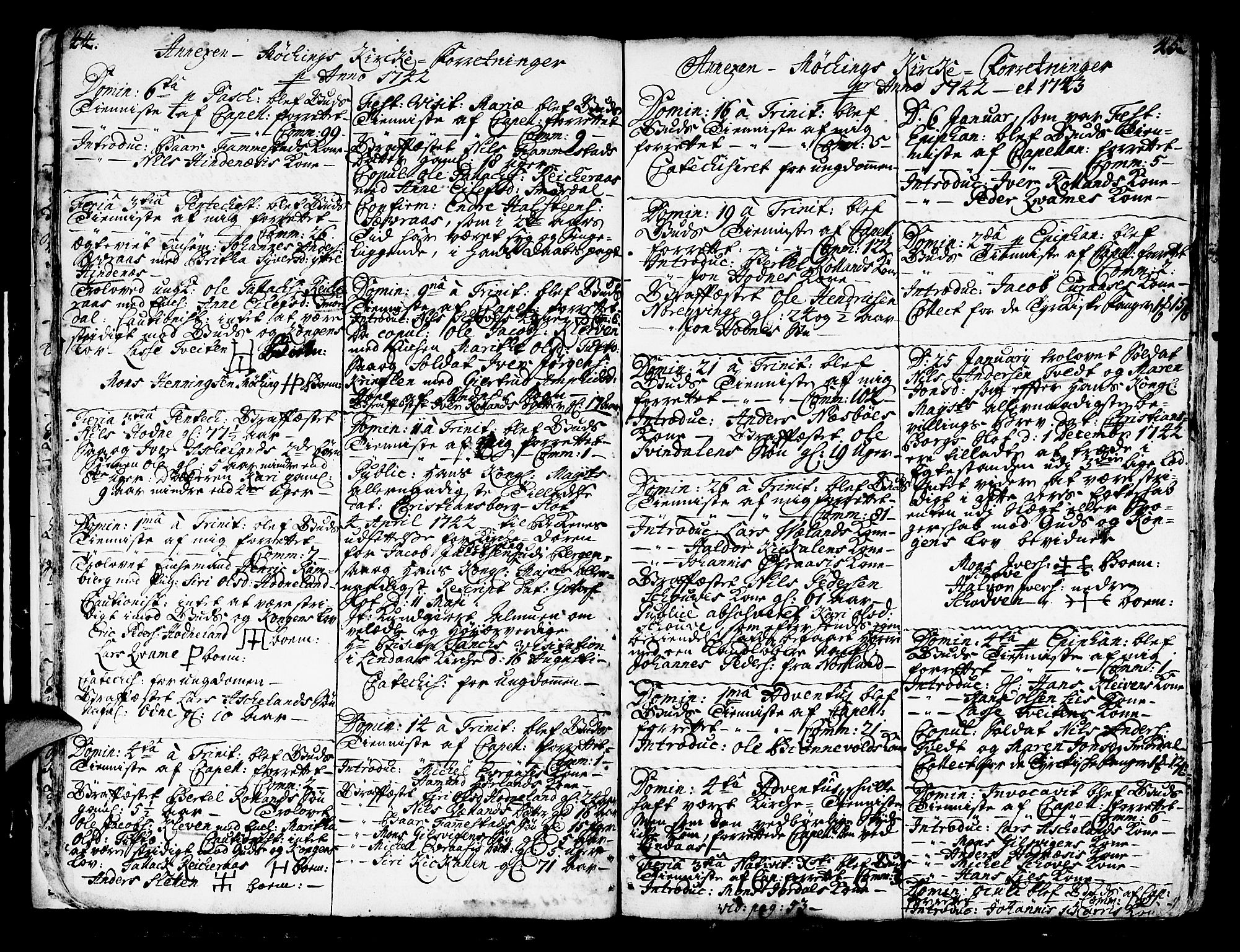 Lindås Sokneprestembete, SAB/A-76701/H/Haa: Parish register (official) no. A 2, 1740-1748, p. 44-45