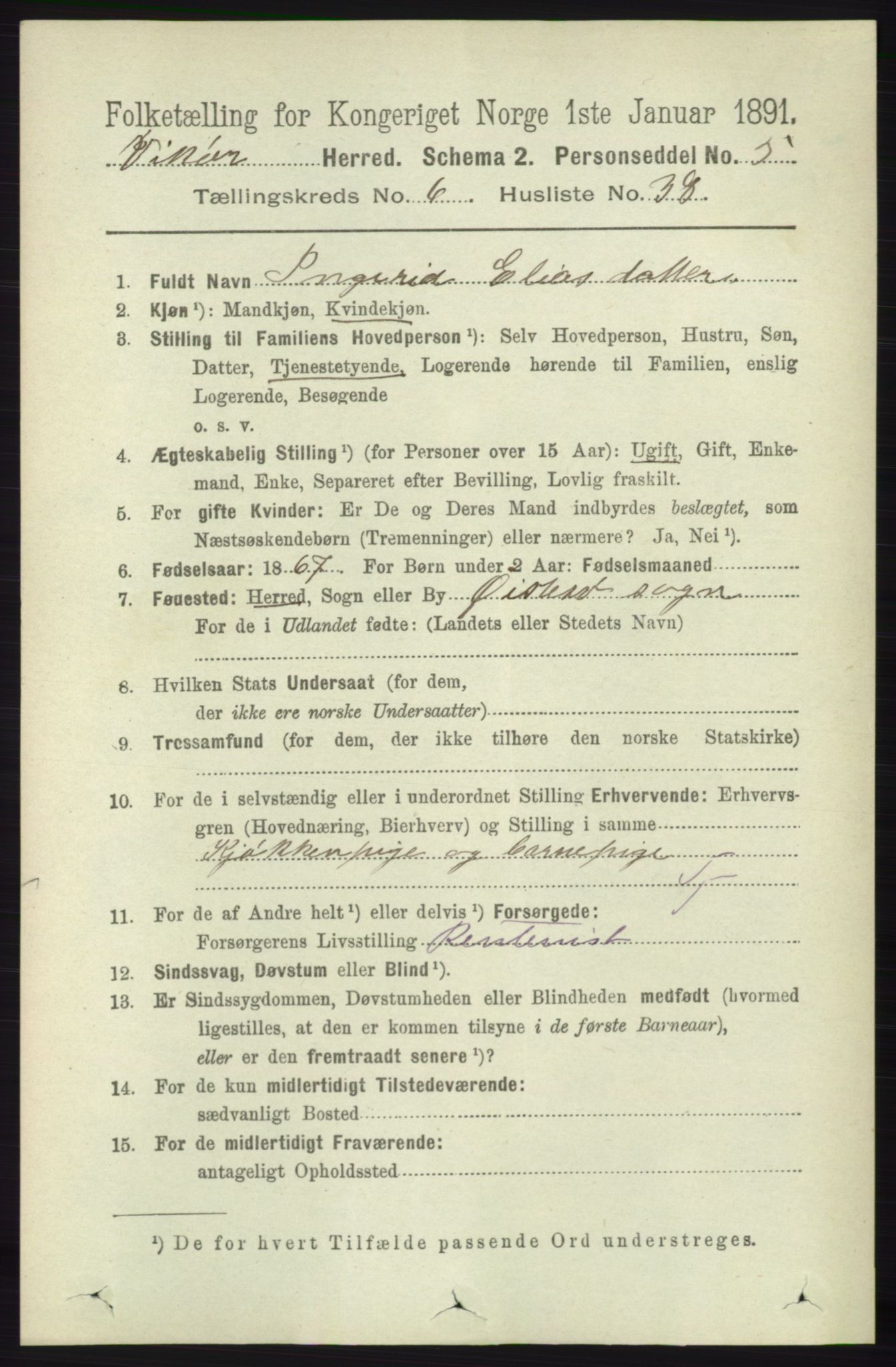RA, 1891 census for 1238 Vikør, 1891, p. 2006