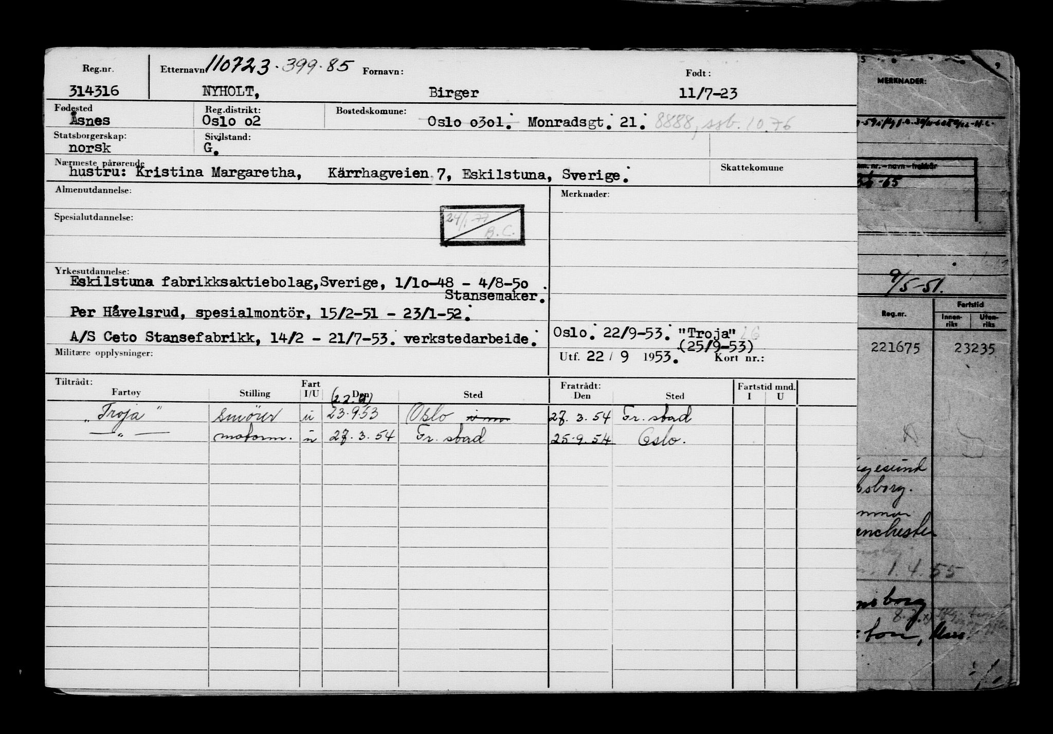 Direktoratet for sjømenn, AV/RA-S-3545/G/Gb/L0220: Hovedkort, 1923, p. 835