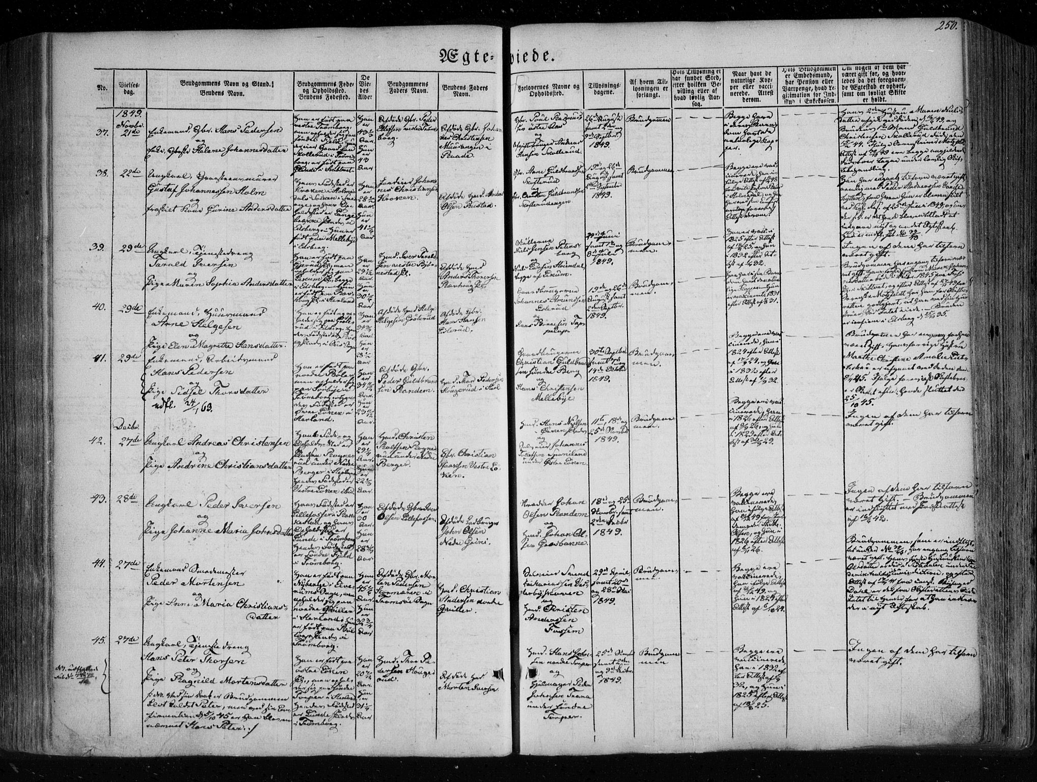 Eidsberg prestekontor Kirkebøker, SAO/A-10905/F/Fa/L0009: Parish register (official) no. I 9, 1849-1856, p. 250