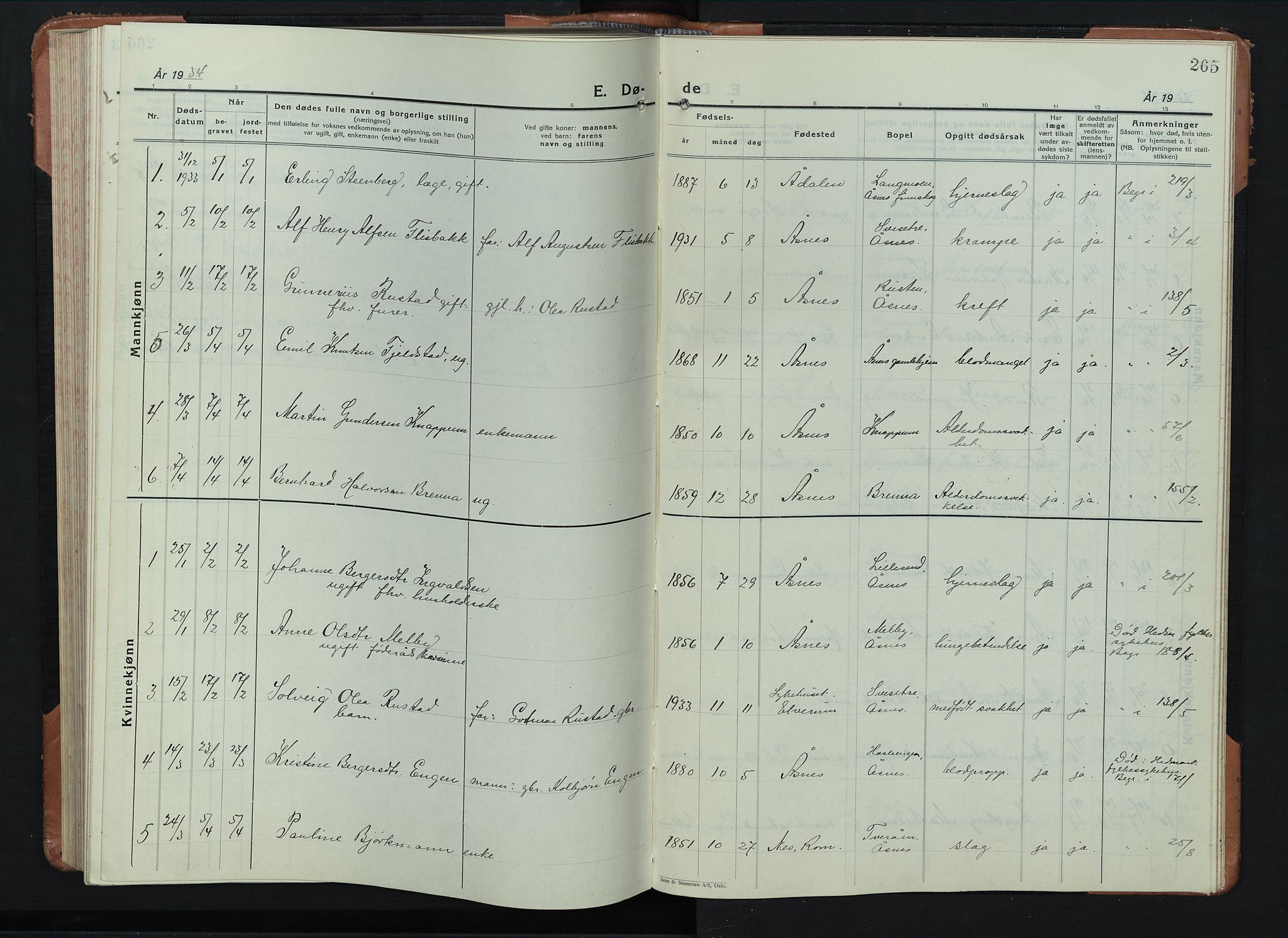 Åsnes prestekontor, AV/SAH-PREST-042/H/Ha/Hab/L0008: Parish register (copy) no. 8, 1927-1942, p. 265