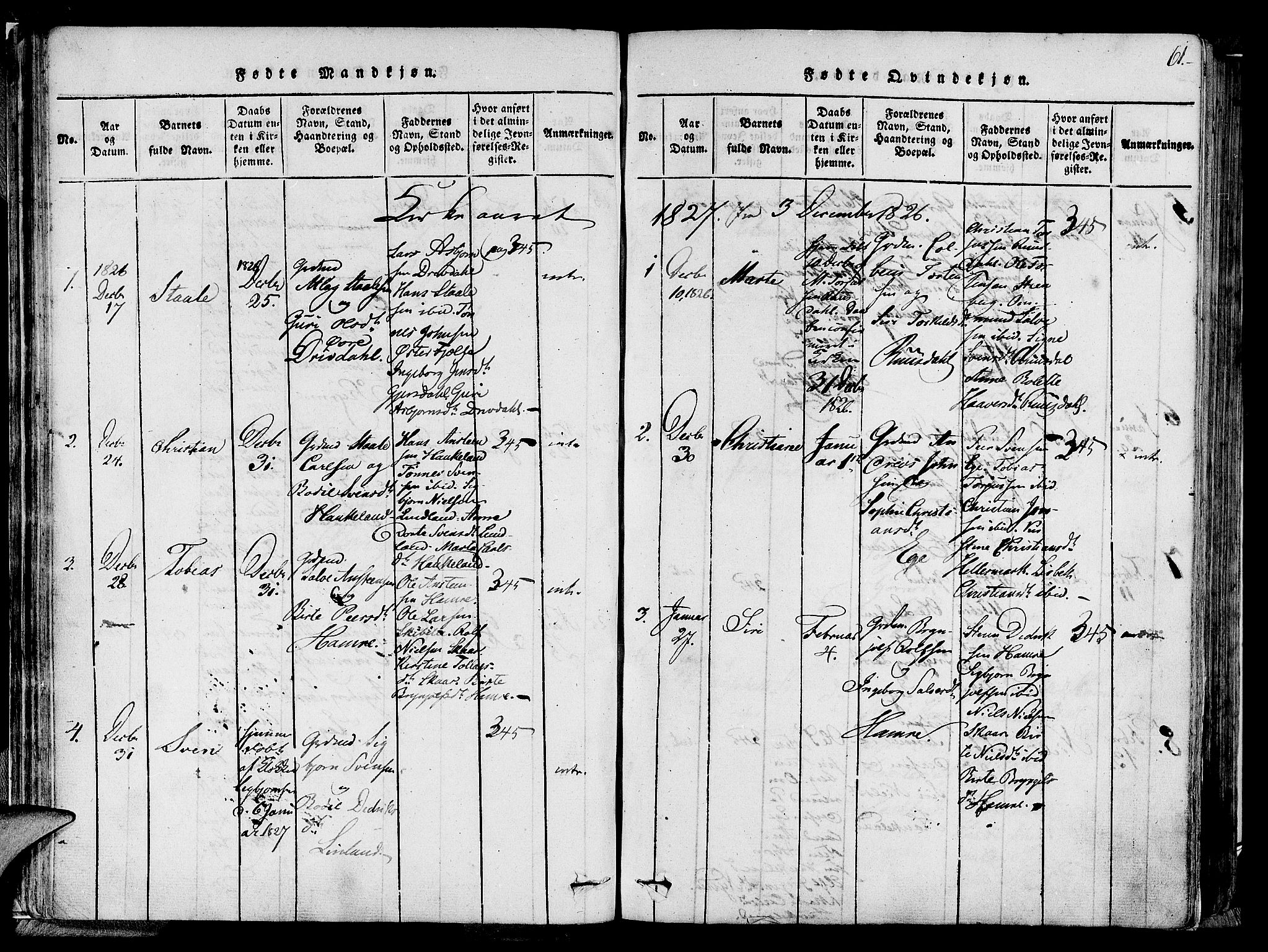 Lund sokneprestkontor, AV/SAST-A-101809/S06/L0005: Parish register (official) no. A 5, 1815-1833, p. 61