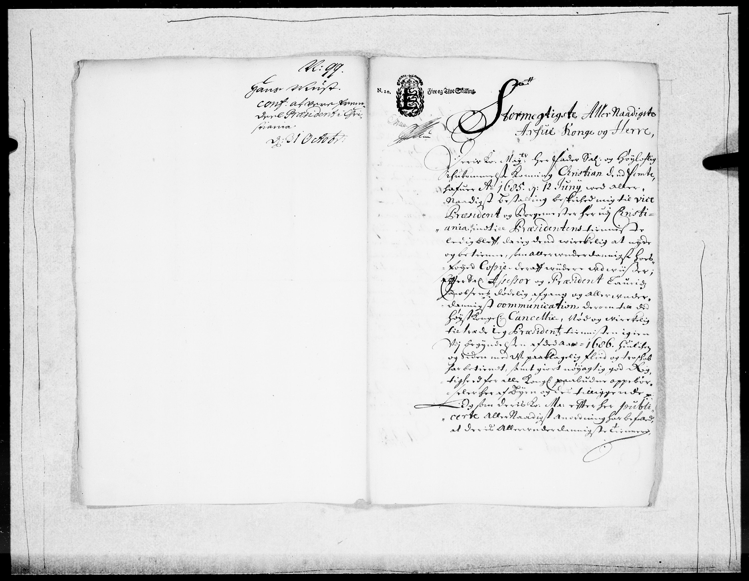 Danske Kanselli 1572-1799, AV/RA-EA-3023/F/Fc/Fcc/Fcca/L0049: Norske innlegg 1572-1799, 1699-1700, p. 98