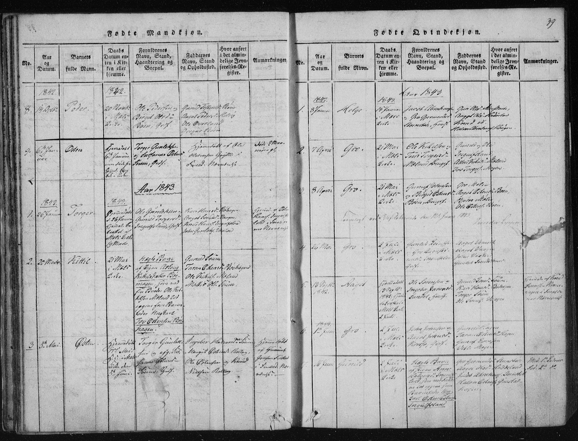 Tinn kirkebøker, SAKO/A-308/F/Fc/L0001: Parish register (official) no. III 1, 1815-1843, p. 39