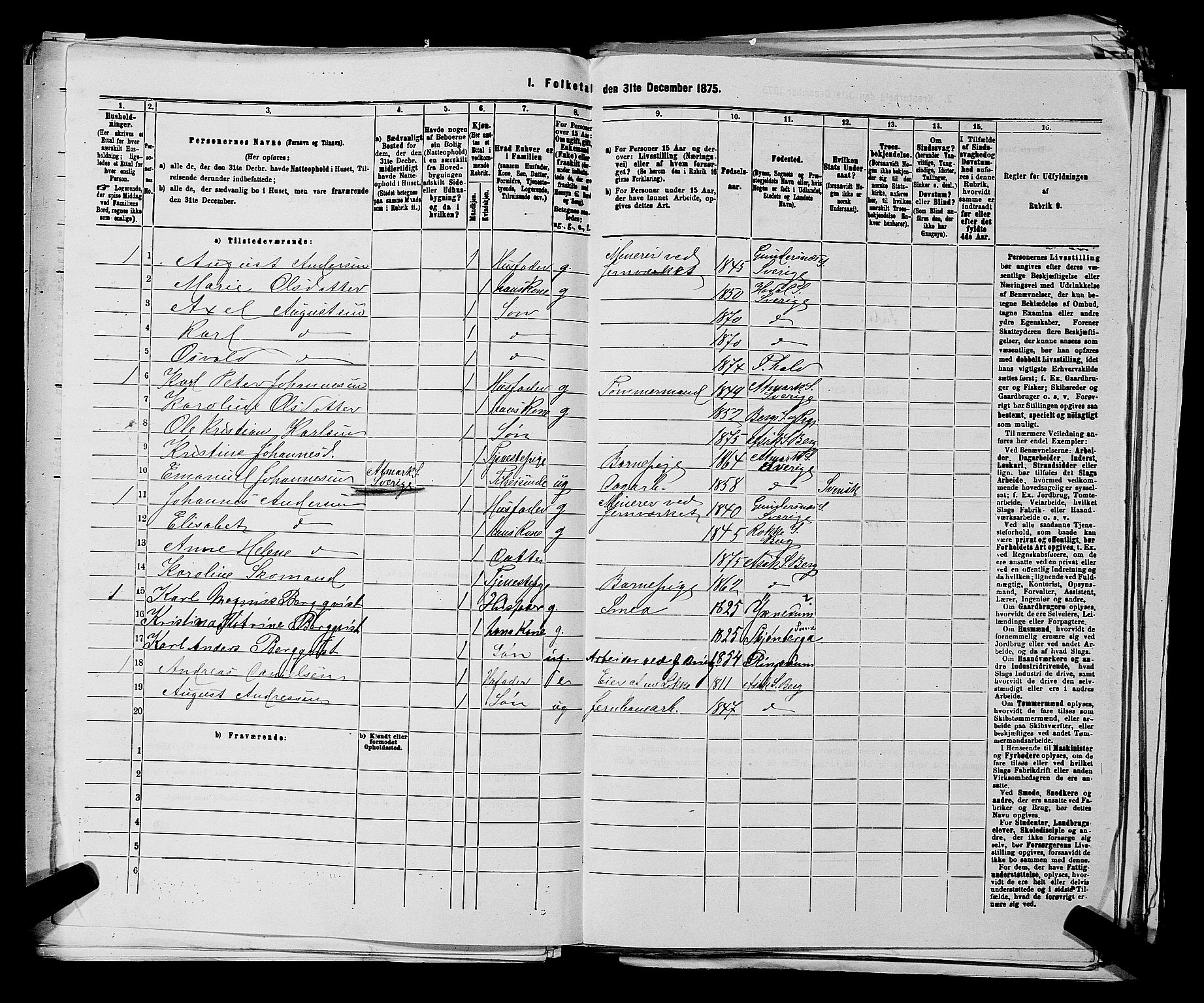 RA, 1875 census for 0116P Berg, 1875, p. 736