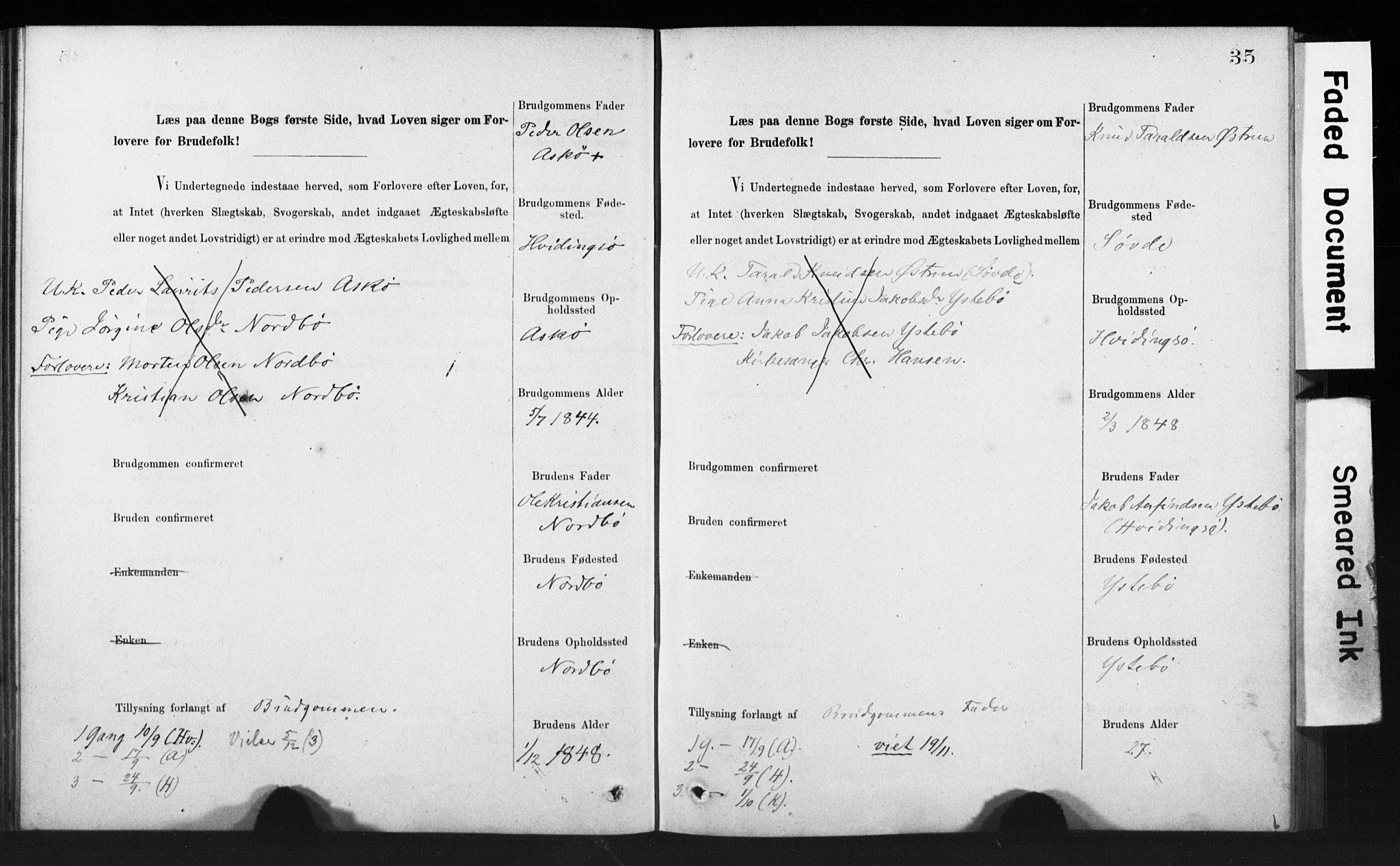 Rennesøy sokneprestkontor, SAST/A -101827/I/Ie/L0001: Banns register no. 1, 1873-1898, p. 35