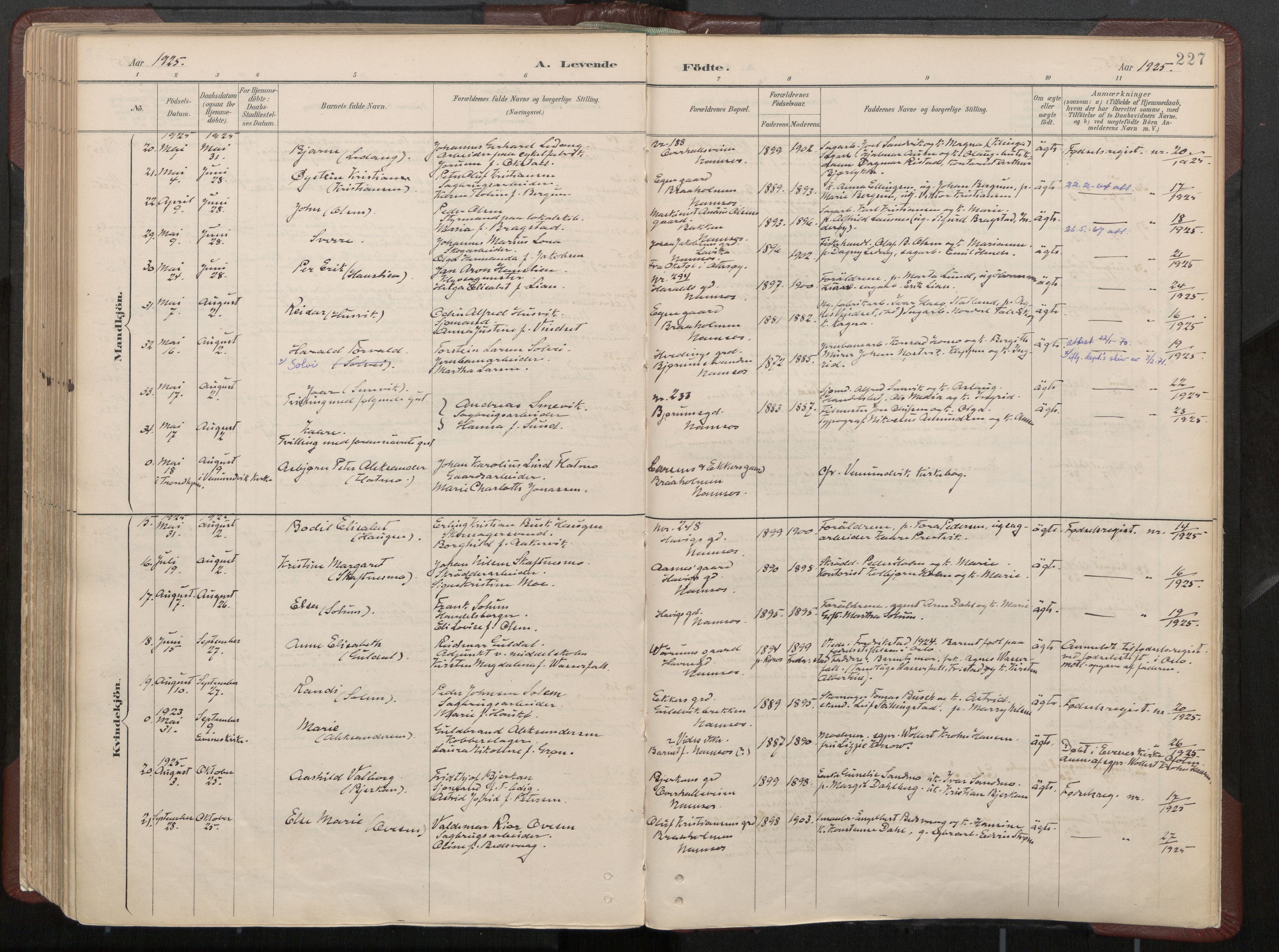 Ministerialprotokoller, klokkerbøker og fødselsregistre - Nord-Trøndelag, SAT/A-1458/768/L0574: Parish register (official) no. 768A08, 1887-1927, p. 227