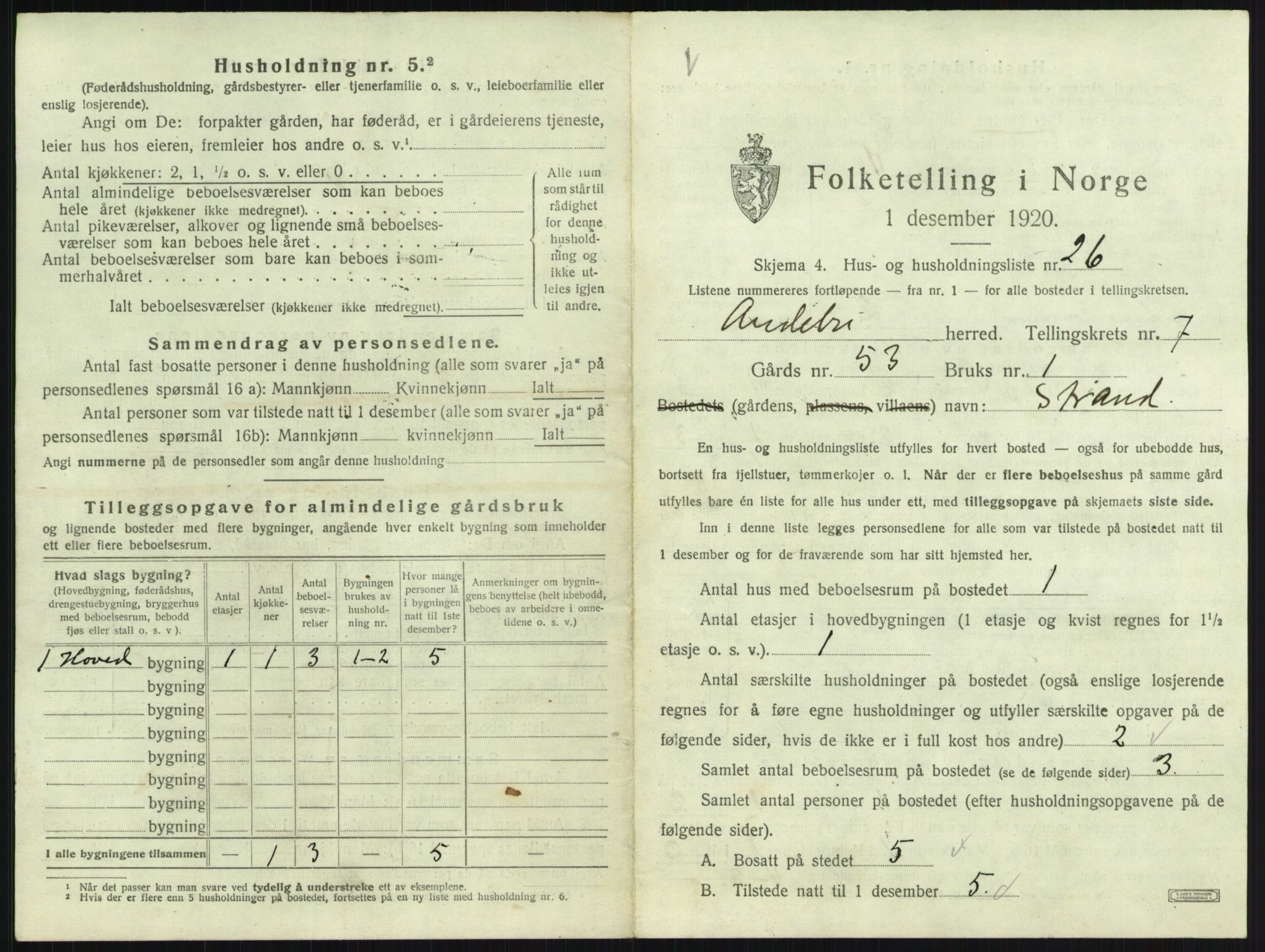 SAKO, 1920 census for Andebu, 1920, p. 459