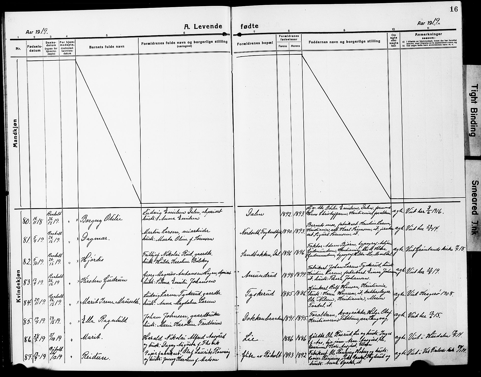 Eidsvoll prestekontor Kirkebøker, SAO/A-10888/G/Ga/L0010: Parish register (copy) no. I 10, 1919-1929, p. 16