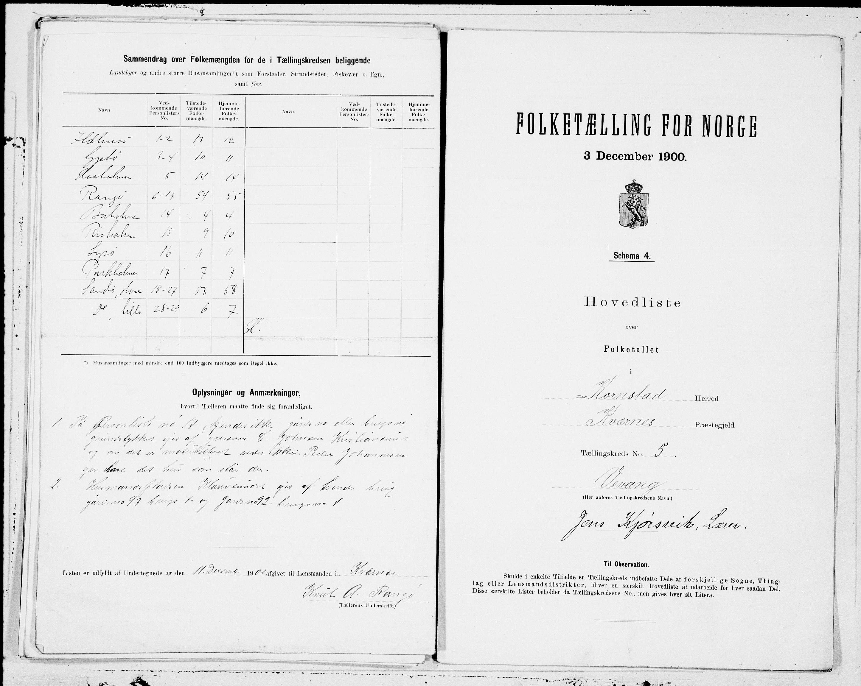 SAT, 1900 census for Kornstad, 1900, p. 10