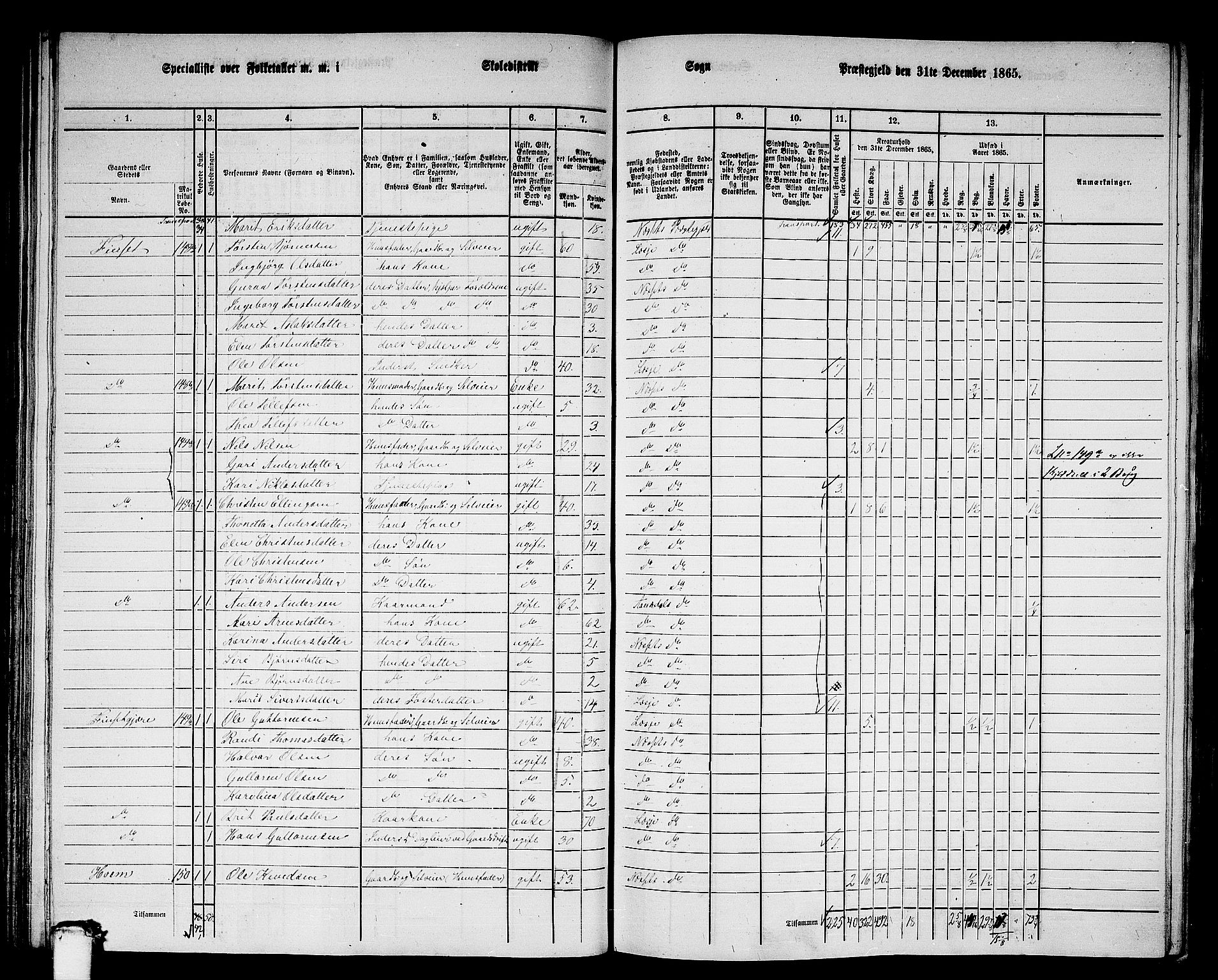 RA, 1865 census for Nesset, 1865, p. 103