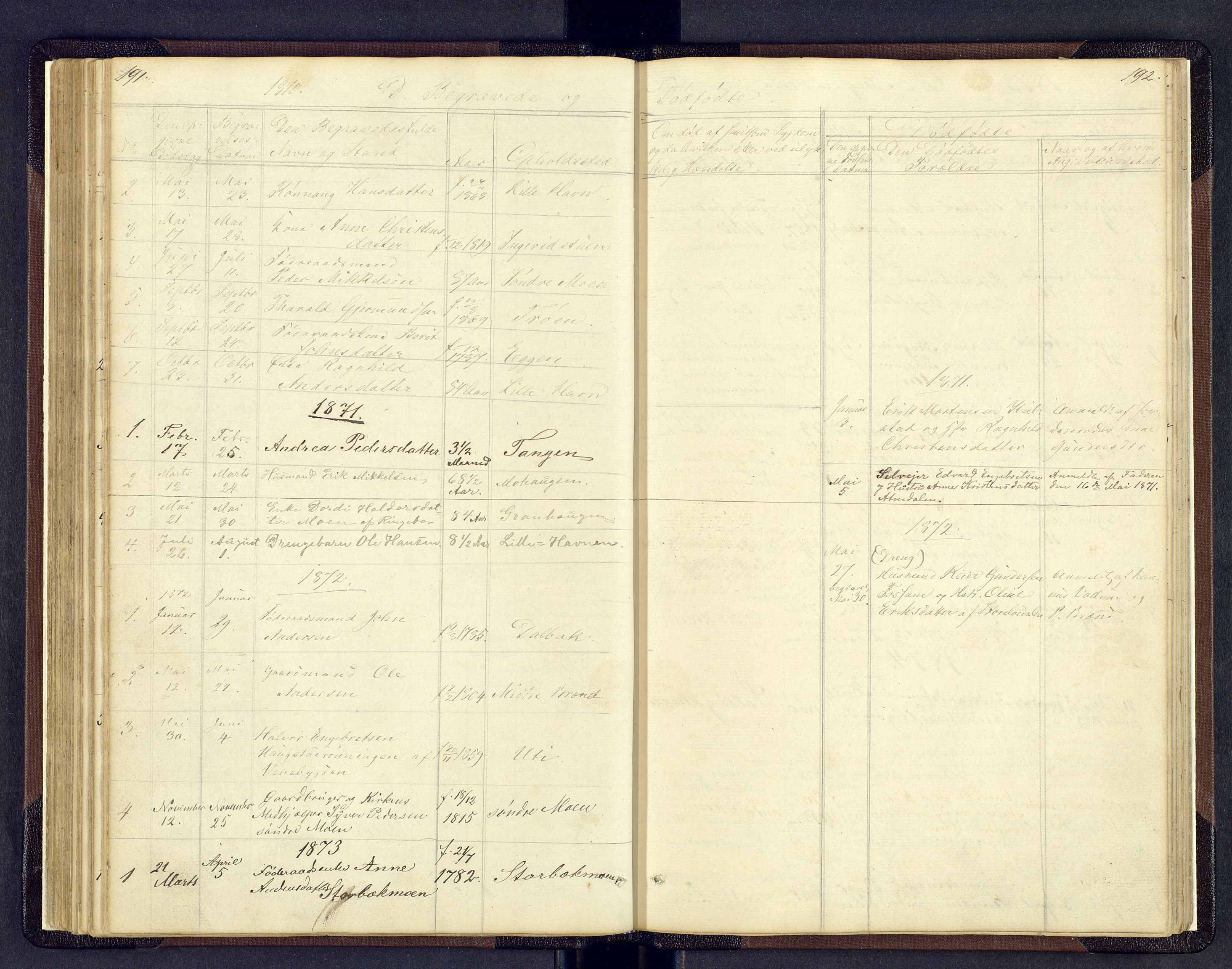 Sollia prestekontor, SAH/PREST-050/H/Ha/Hab/L0001: Parish register (copy) no. 1, 1862-1879, p. 191-192