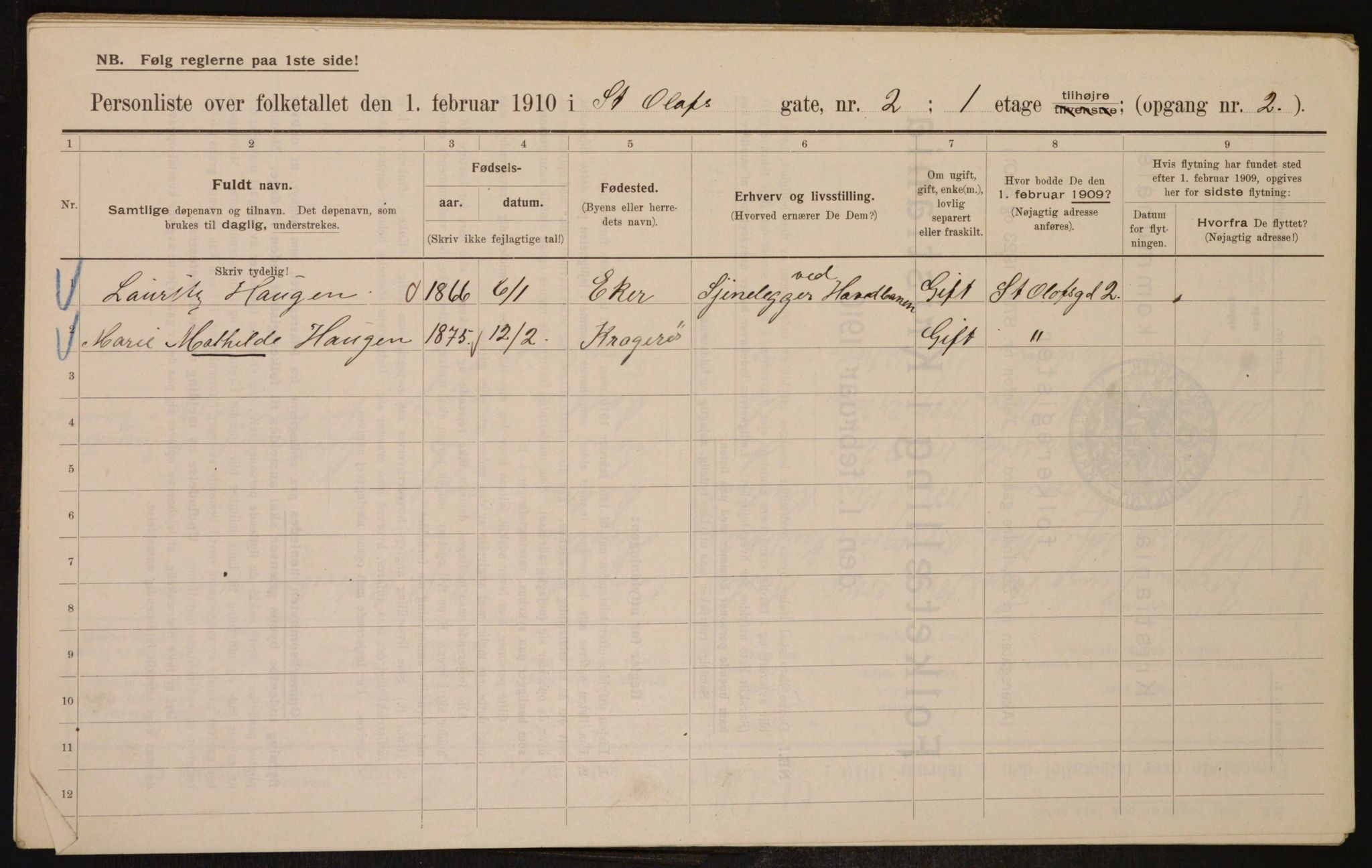 OBA, Municipal Census 1910 for Kristiania, 1910, p. 84080