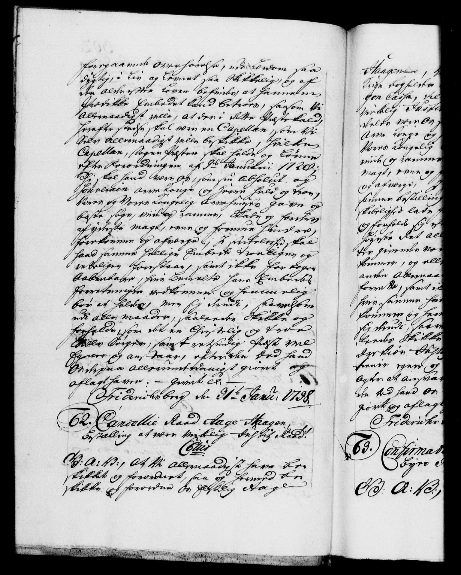 Danske Kanselli 1572-1799, AV/RA-EA-3023/F/Fc/Fca/Fcaa/L0030: Norske registre, 1737-1738, p. 302b