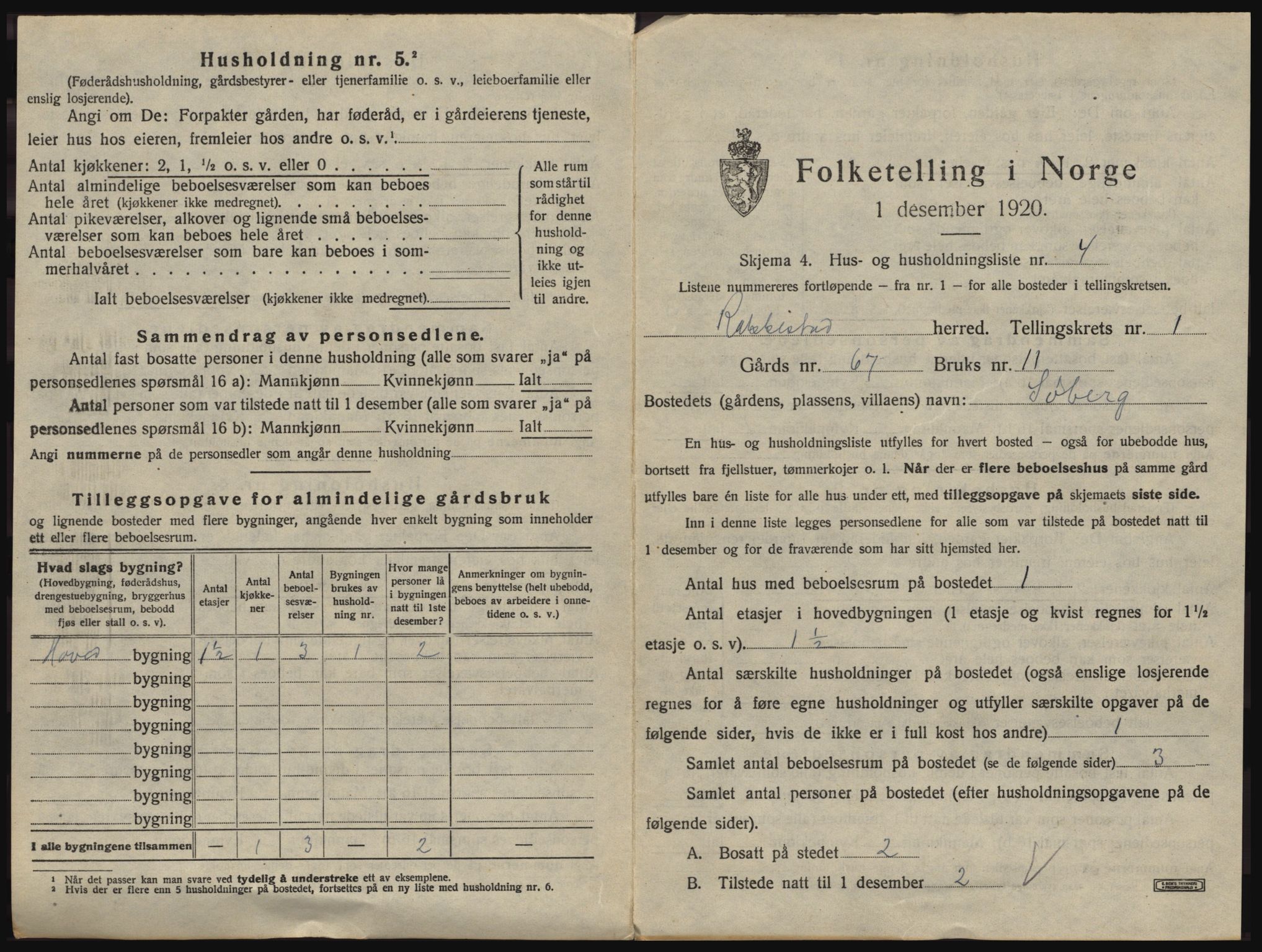 SAO, 1920 census for Rakkestad, 1920, p. 53