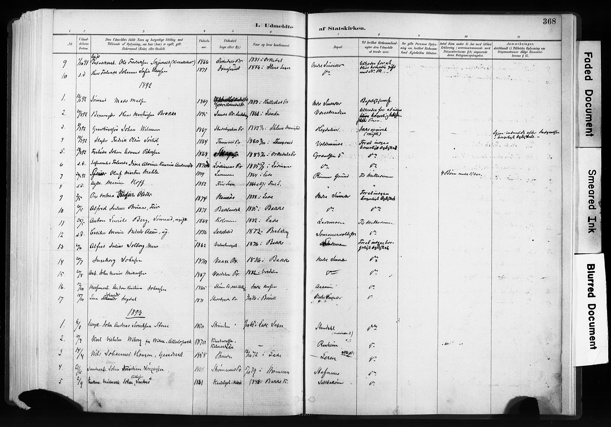 Ministerialprotokoller, klokkerbøker og fødselsregistre - Sør-Trøndelag, AV/SAT-A-1456/606/L0300: Parish register (official) no. 606A15, 1886-1893, p. 368