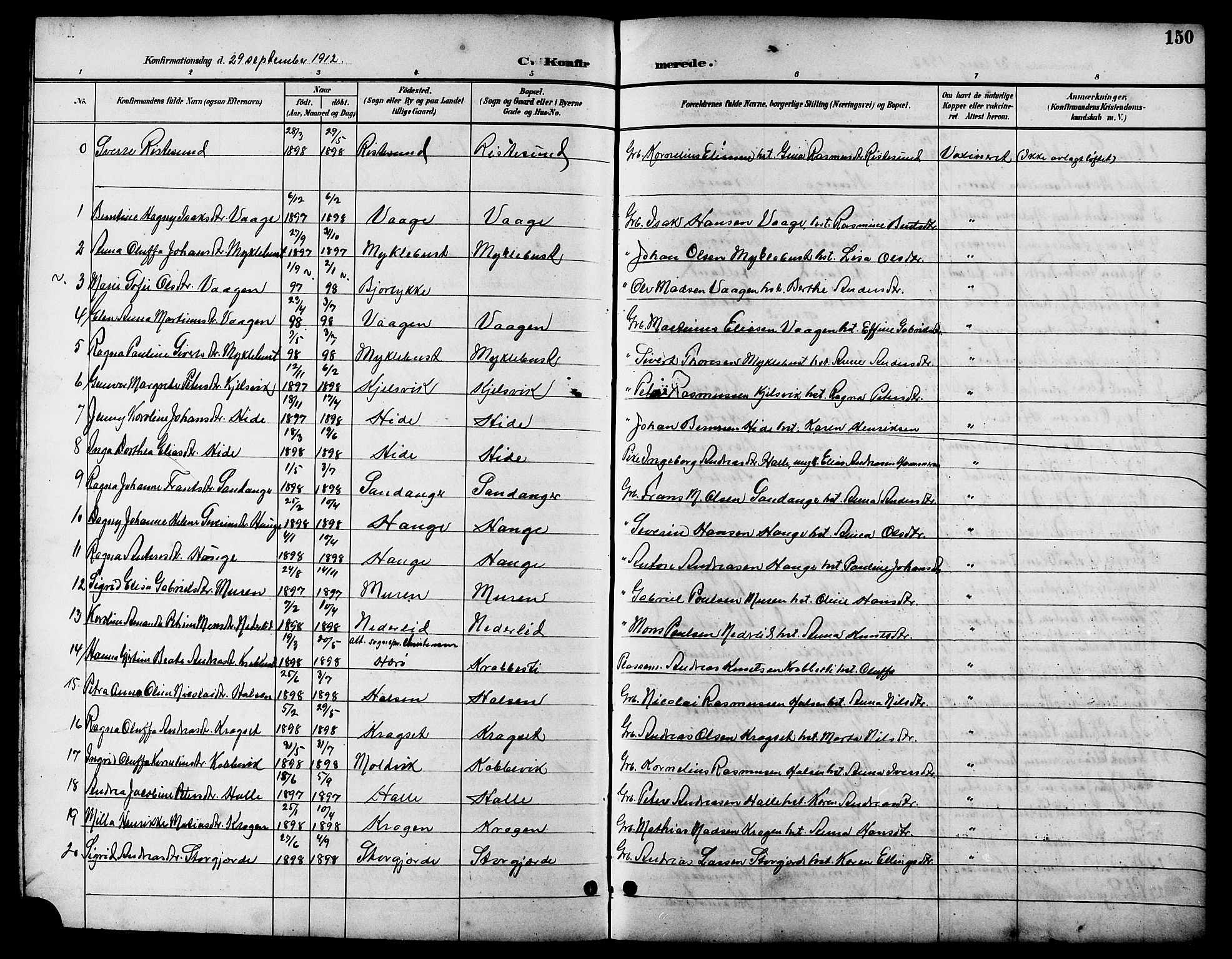 Ministerialprotokoller, klokkerbøker og fødselsregistre - Møre og Romsdal, AV/SAT-A-1454/503/L0049: Parish register (copy) no. 503C04, 1894-1915, p. 150