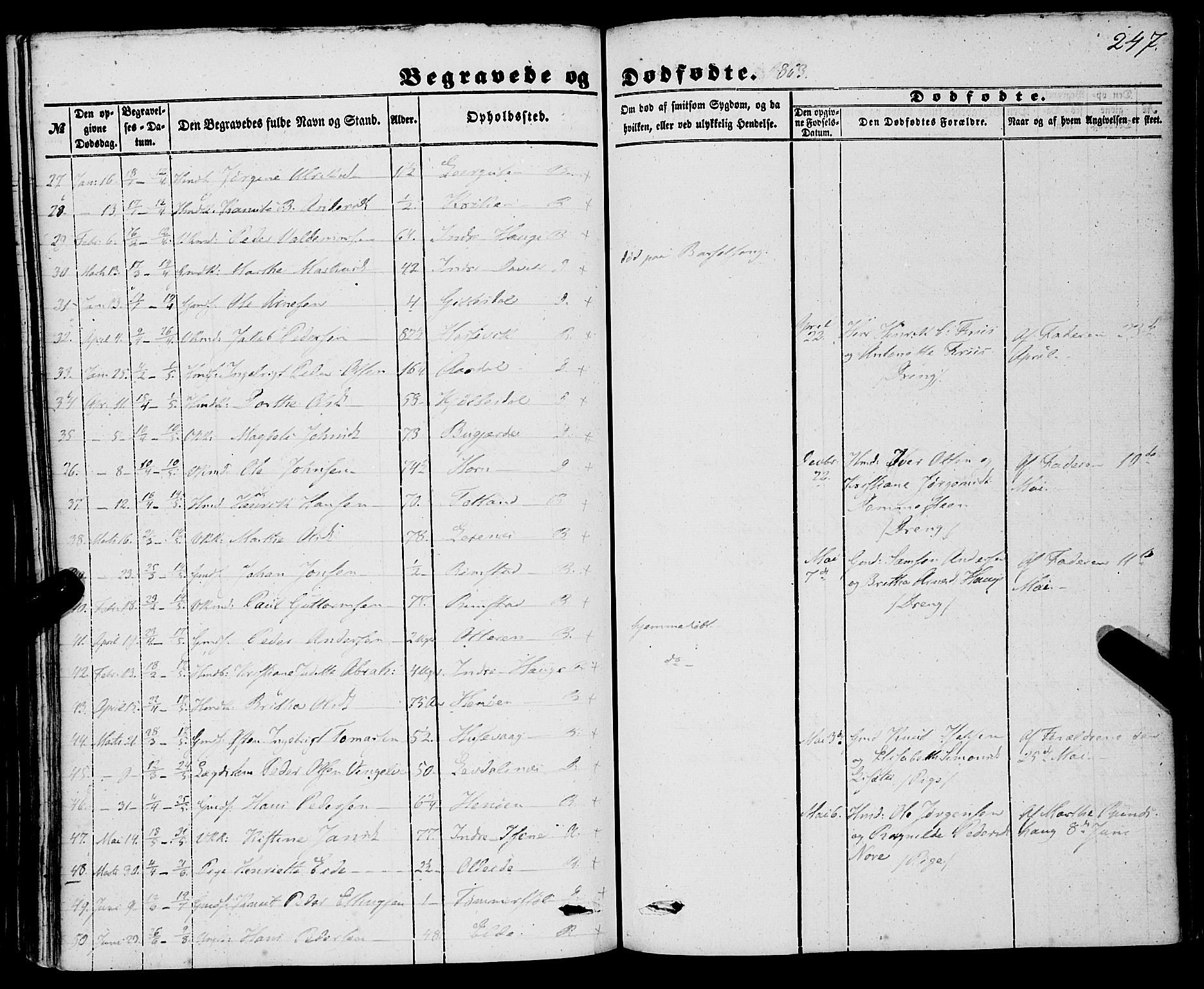 Davik sokneprestembete, AV/SAB-A-79701/H/Haa/Haaa/L0005: Parish register (official) no. A 5, 1850-1866, p. 247