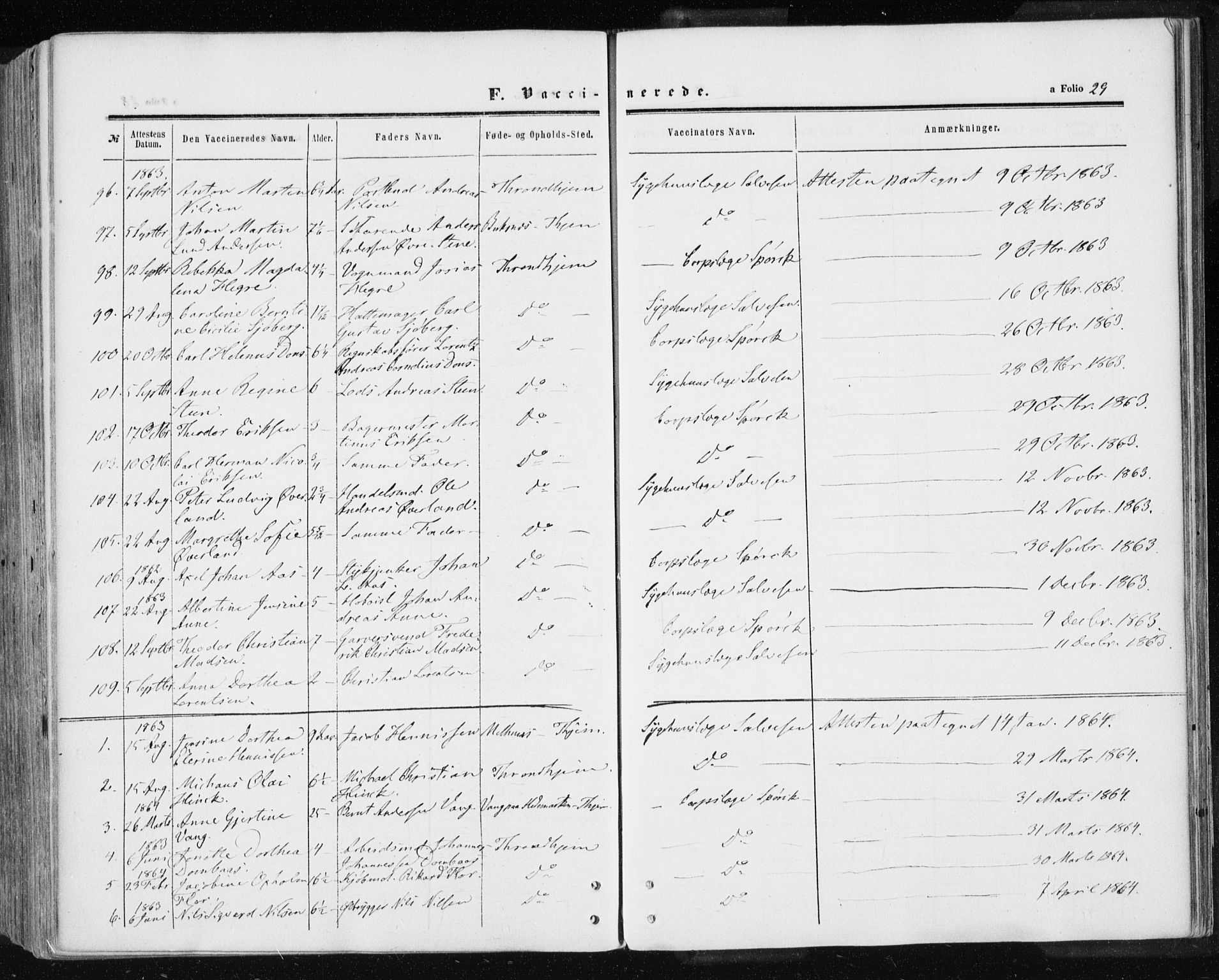 Ministerialprotokoller, klokkerbøker og fødselsregistre - Sør-Trøndelag, SAT/A-1456/601/L0053: Parish register (official) no. 601A21, 1857-1865, p. 29