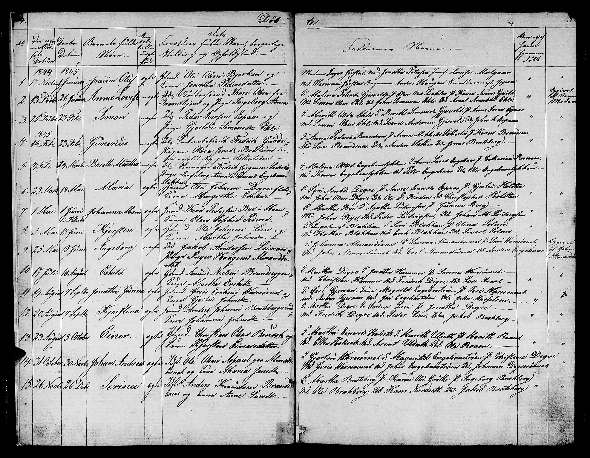 Ministerialprotokoller, klokkerbøker og fødselsregistre - Sør-Trøndelag, AV/SAT-A-1456/608/L0339: Parish register (copy) no. 608C05, 1844-1863, p. 4-5