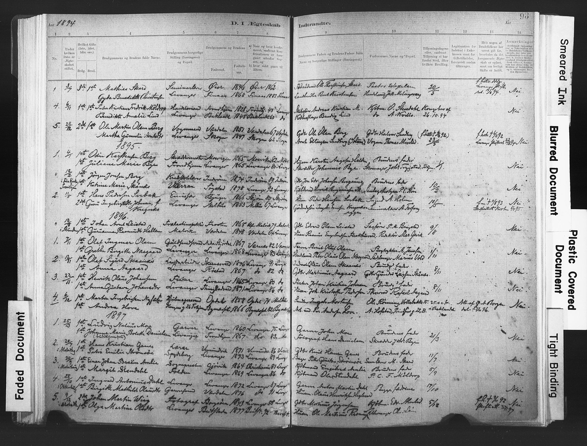 Ministerialprotokoller, klokkerbøker og fødselsregistre - Nord-Trøndelag, SAT/A-1458/720/L0189: Parish register (official) no. 720A05, 1880-1911, p. 93