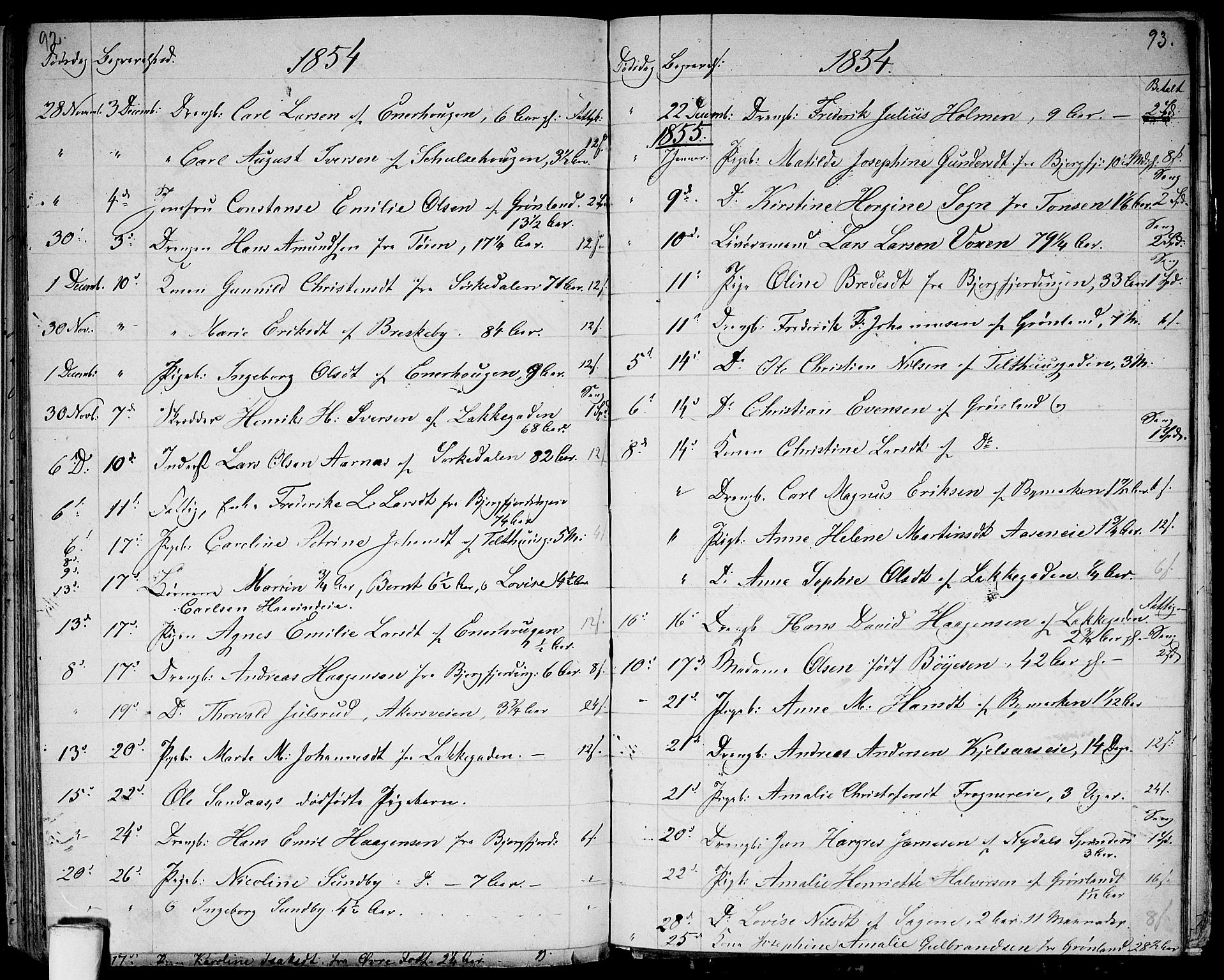 Aker prestekontor kirkebøker, AV/SAO-A-10861/G/L0012: Parish register (copy) no. 12, 1846-1860, p. 92-93