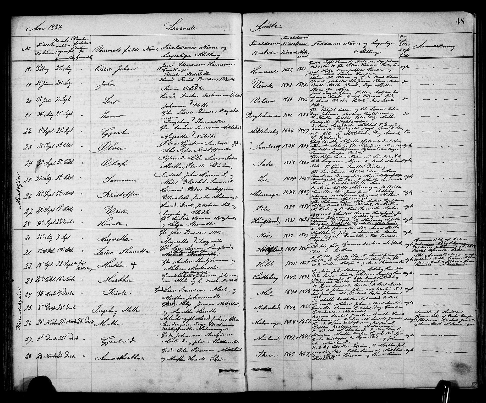 Kvinnherad sokneprestembete, AV/SAB-A-76401/H/Hab: Parish register (copy) no. A 2, 1873-1900, p. 48