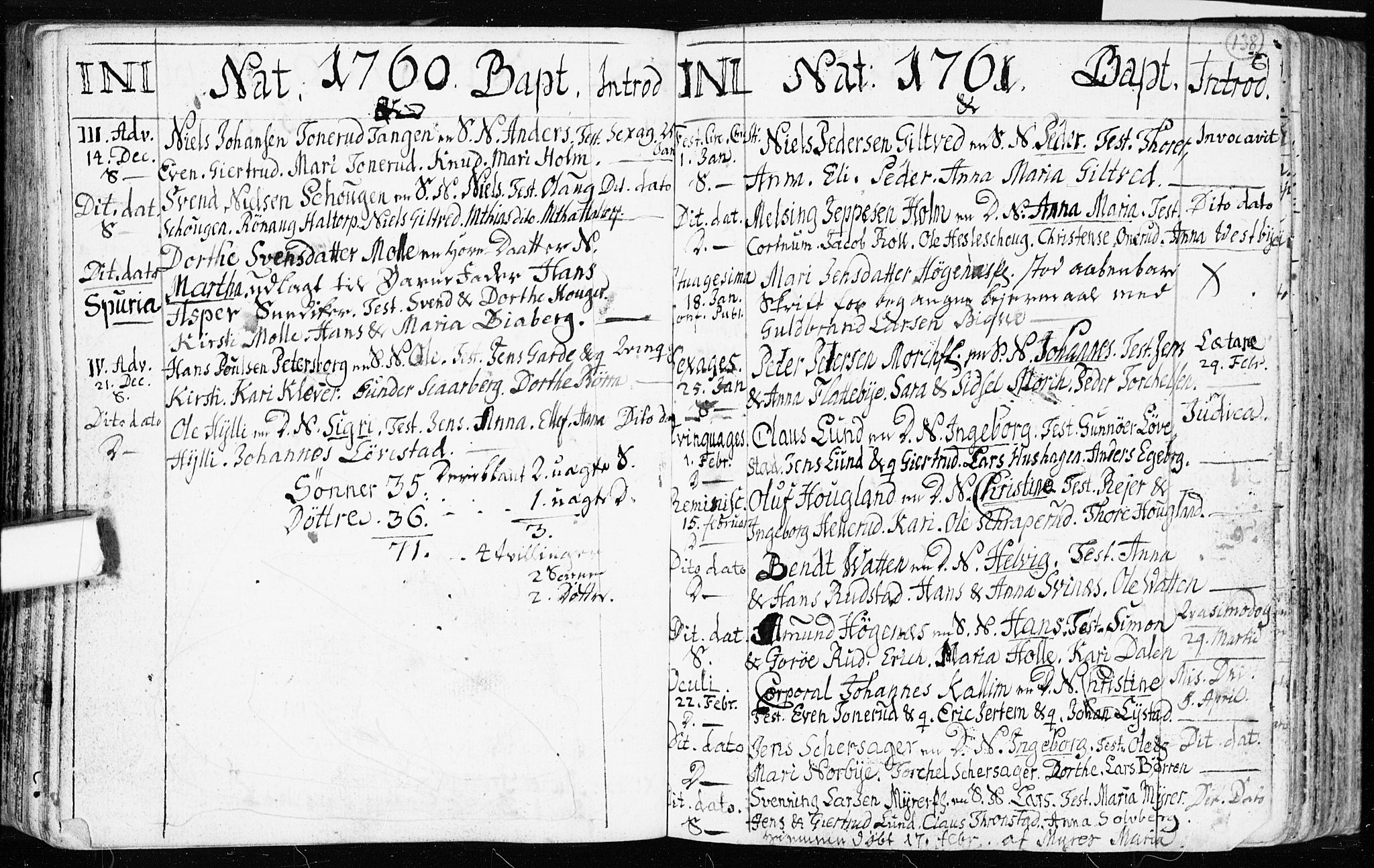 Spydeberg prestekontor Kirkebøker, AV/SAO-A-10924/F/Fa/L0002: Parish register (official) no. I 2, 1739-1780, p. 138