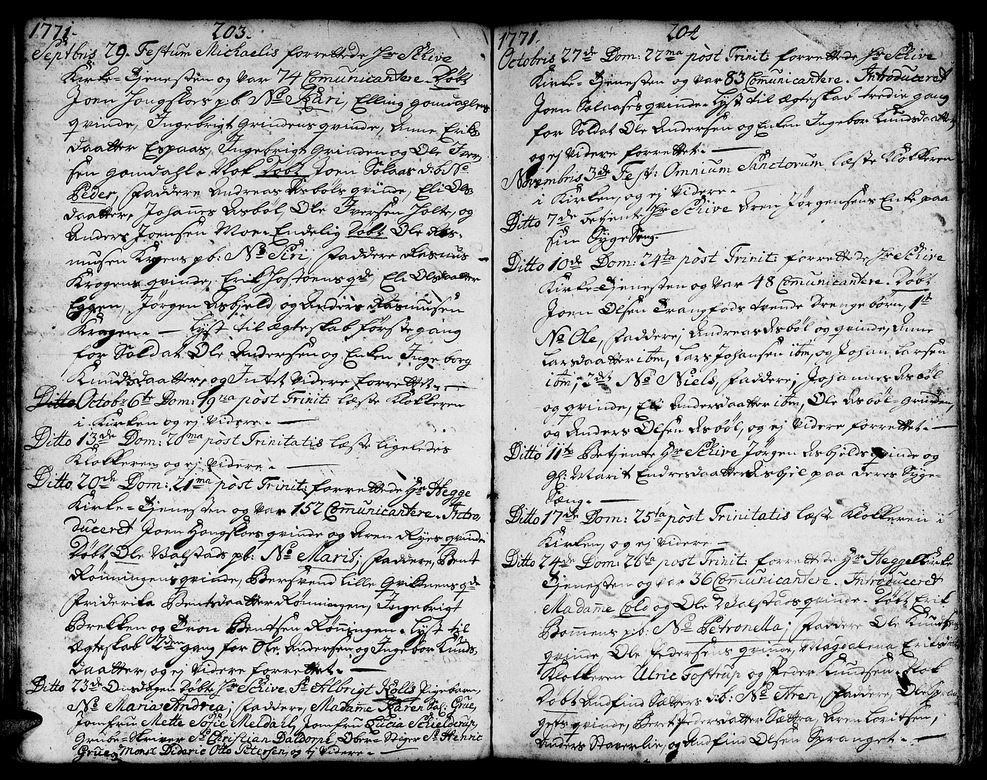 Ministerialprotokoller, klokkerbøker og fødselsregistre - Sør-Trøndelag, SAT/A-1456/671/L0840: Parish register (official) no. 671A02, 1756-1794, p. 203-204