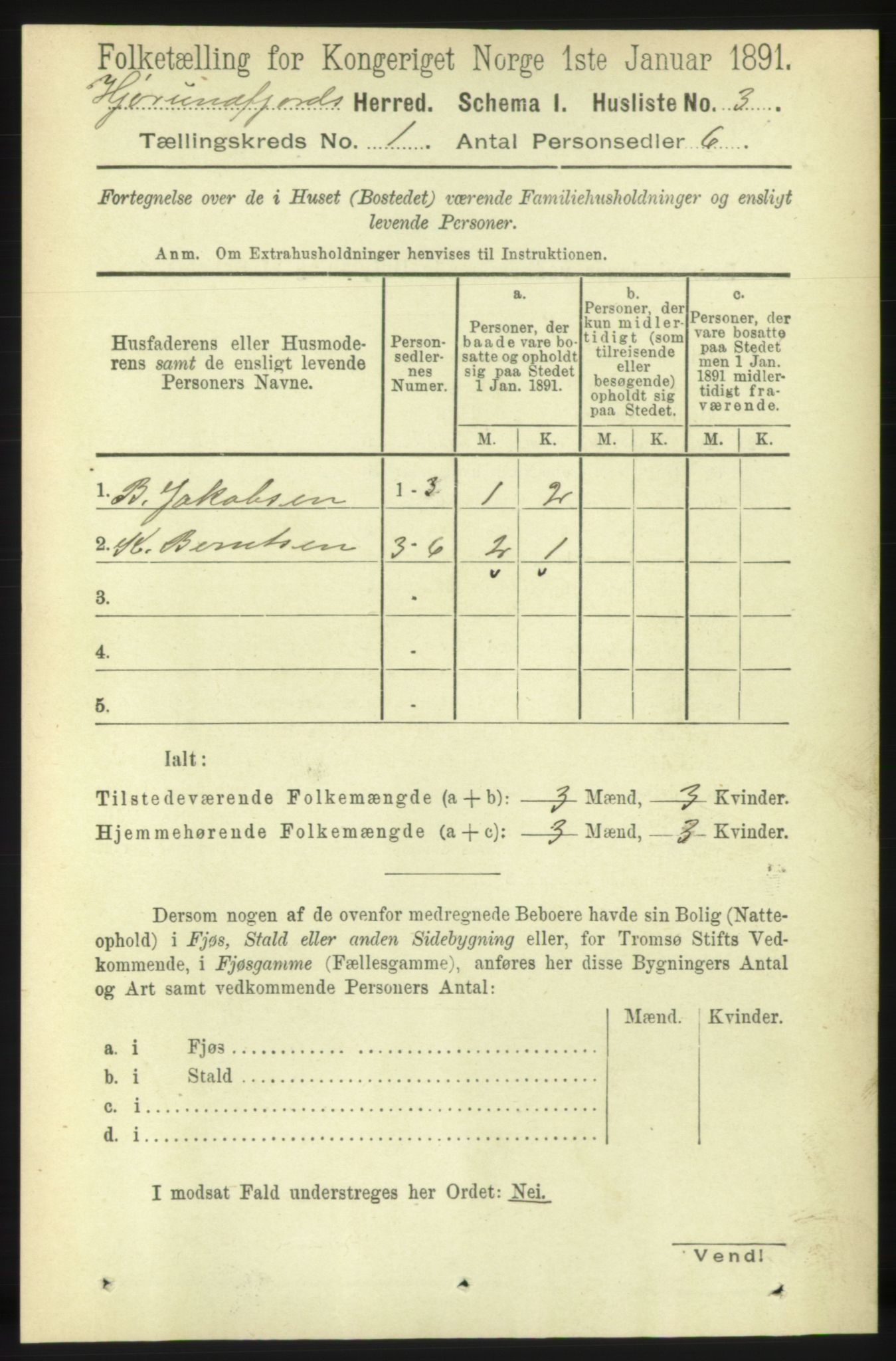 RA, 1891 census for 1522 Hjørundfjord, 1891, p. 27