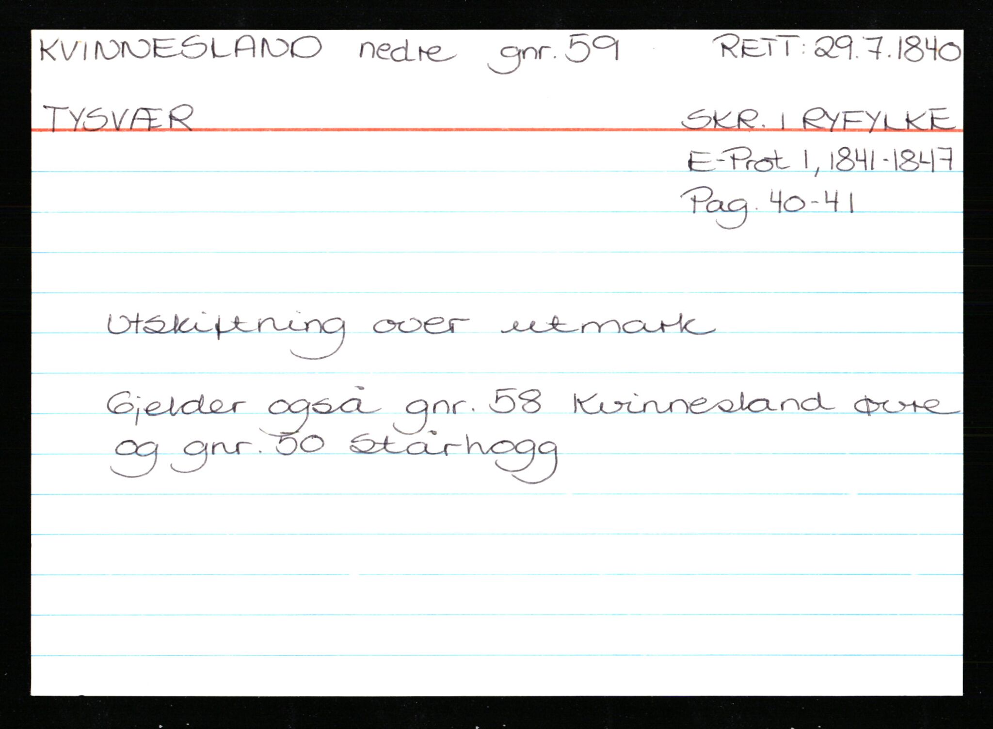 Statsarkivet i Stavanger, AV/SAST-A-101971/03/Y/Ym/L0033: Åstedskort sortert etter gårdsnavn: Kvelland - Lagestranden, 1600-1950, p. 160