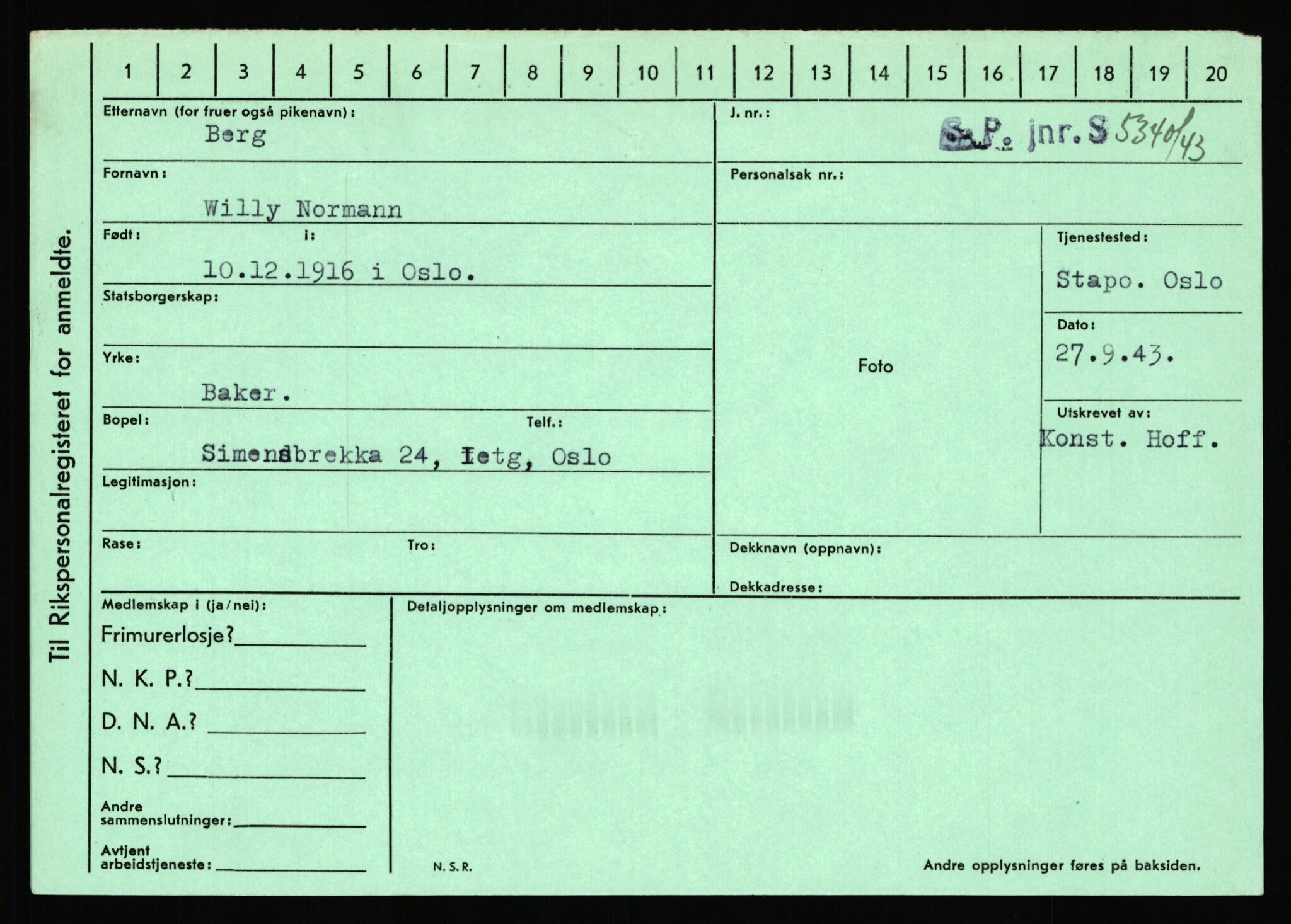 Statspolitiet - Hovedkontoret / Osloavdelingen, AV/RA-S-1329/C/Ca/L0002: Arneberg - Brand, 1943-1945, p. 2387