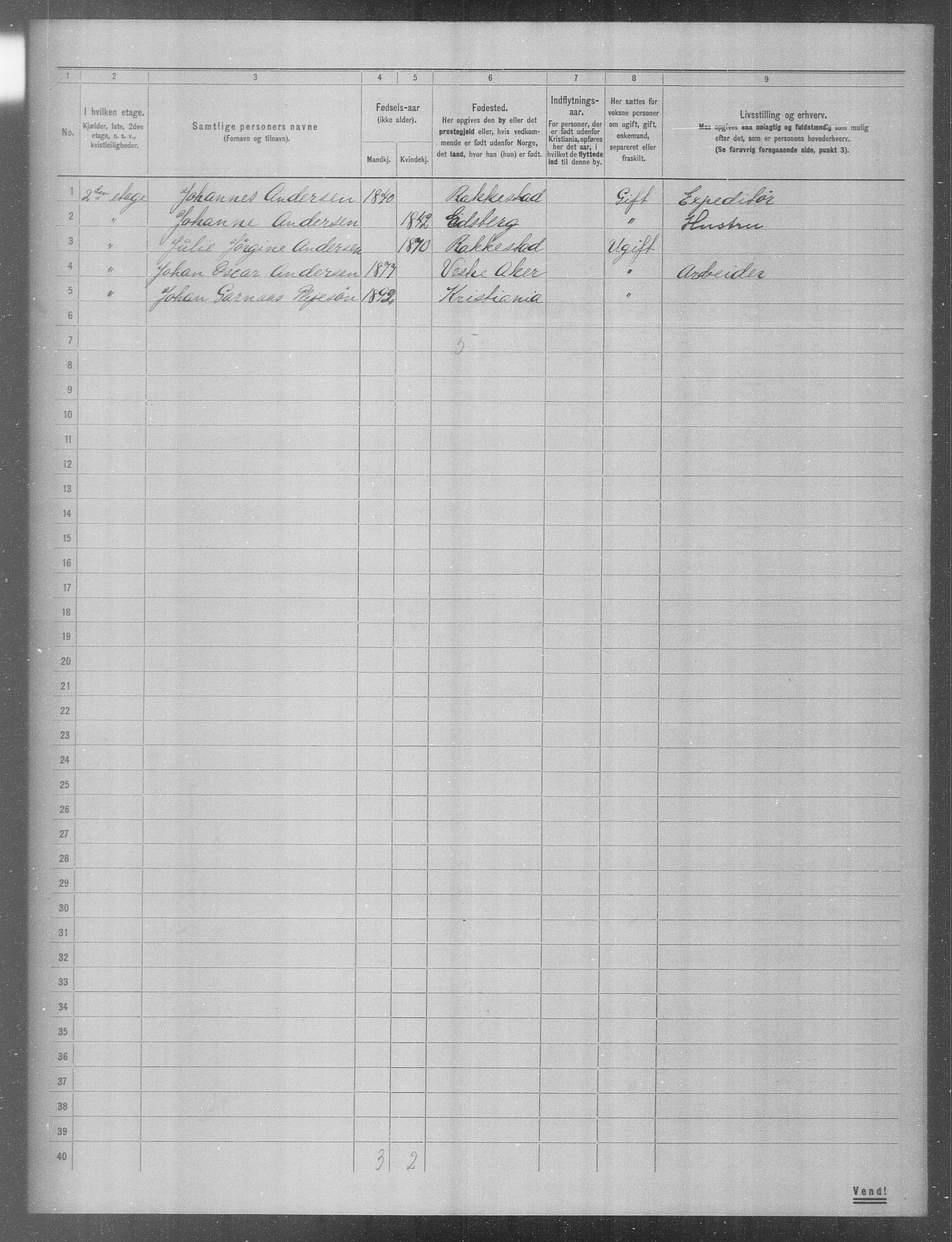 OBA, Municipal Census 1904 for Kristiania, 1904, p. 1834