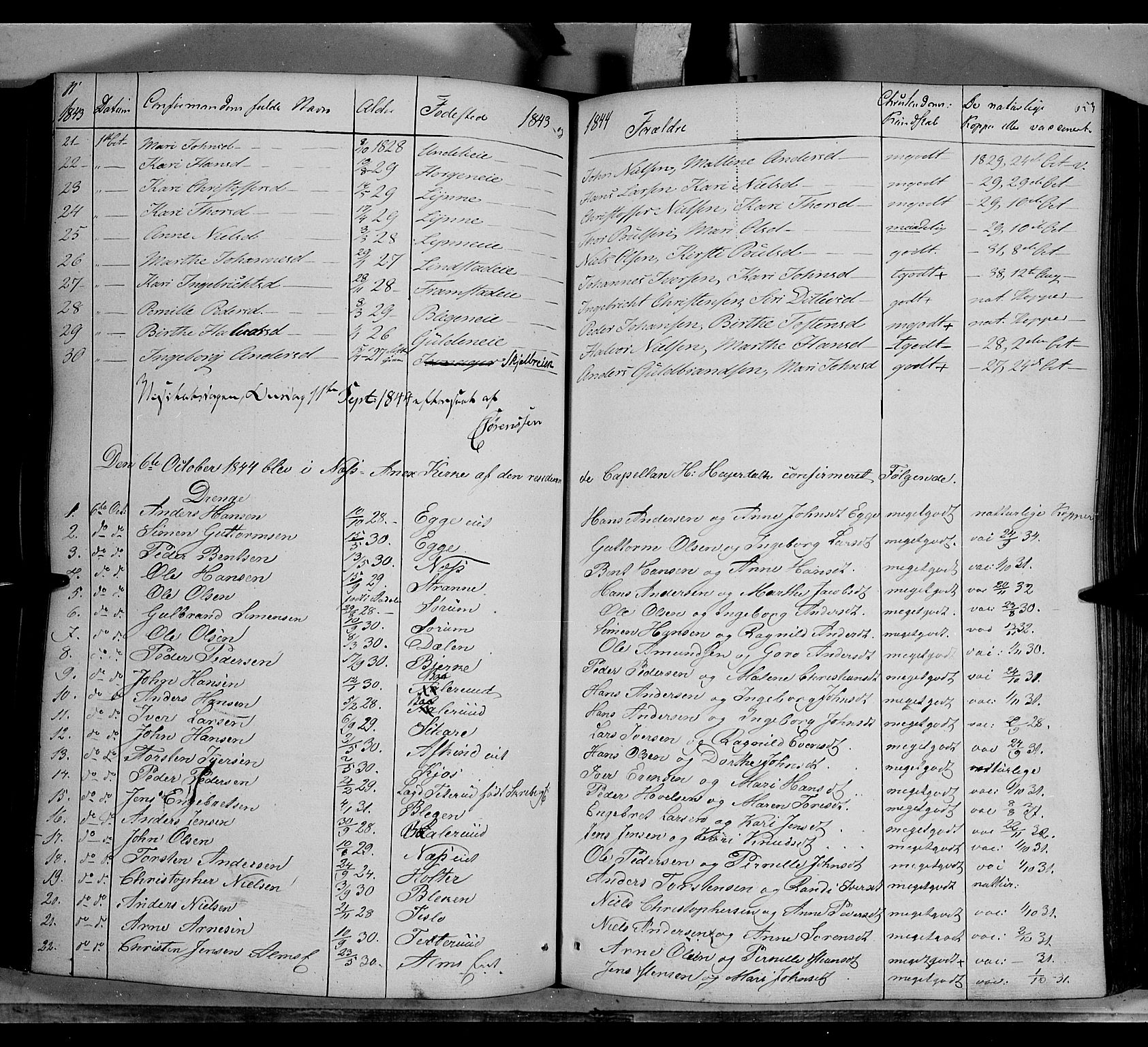 Gran prestekontor, SAH/PREST-112/H/Ha/Haa/L0011: Parish register (official) no. 11, 1842-1856, p. 652-653