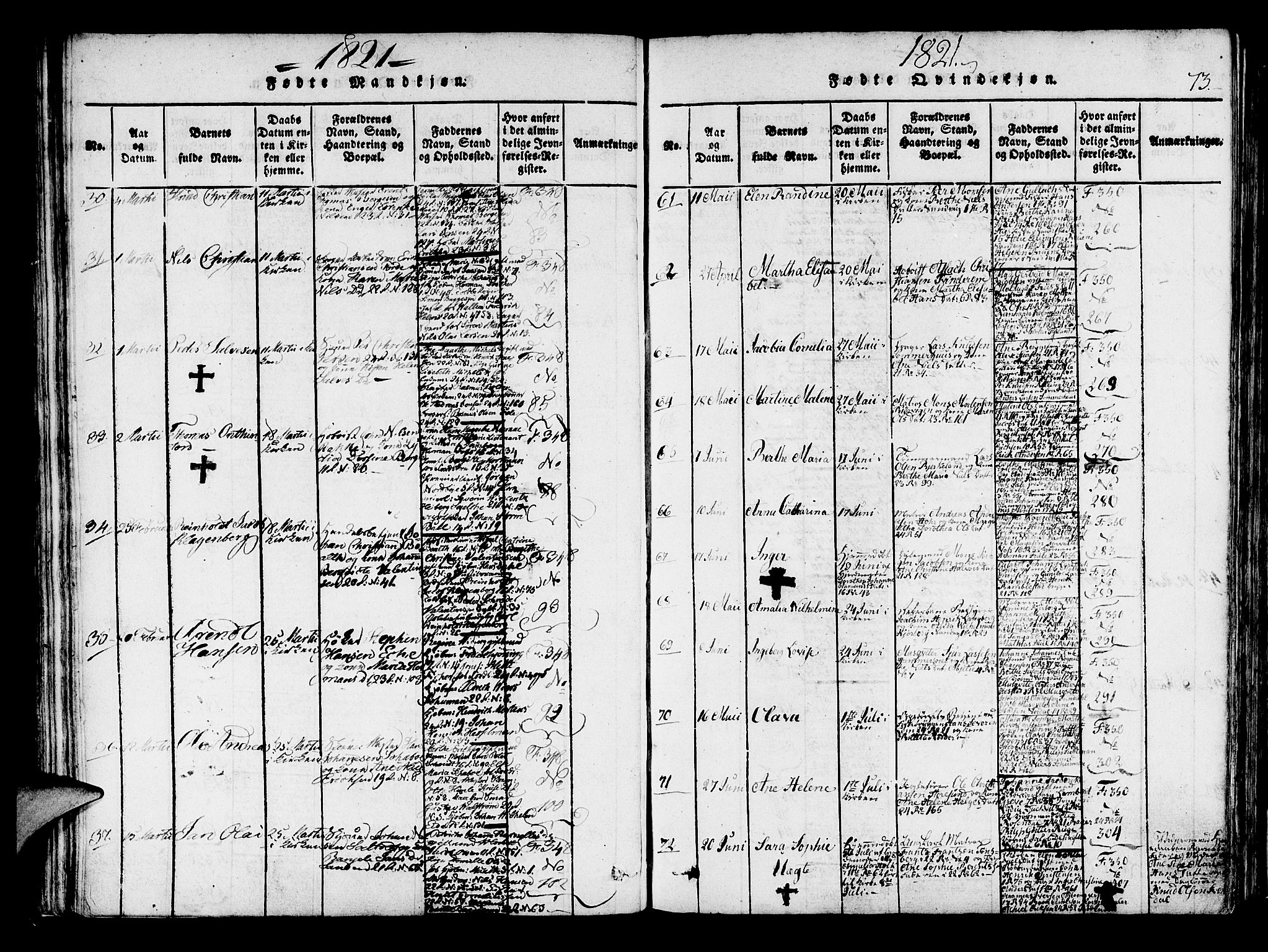 Korskirken sokneprestembete, SAB/A-76101/H/Haa/L0013: Parish register (official) no. A 13, 1815-1822, p. 73