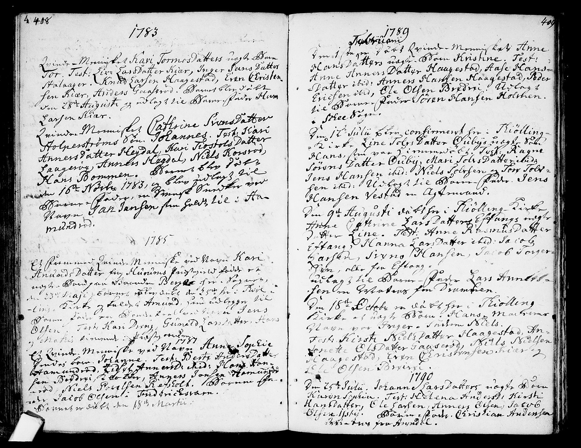 Tjølling kirkebøker, AV/SAKO-A-60/F/Fa/L0004: Parish register (official) no. 4, 1779-1817, p. 408-409