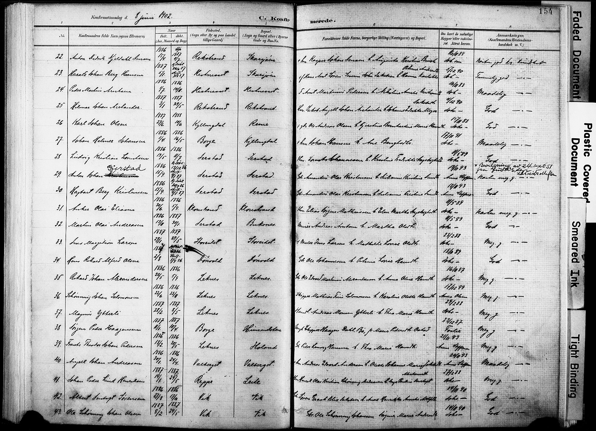 Ministerialprotokoller, klokkerbøker og fødselsregistre - Nordland, AV/SAT-A-1459/881/L1151: Parish register (official) no. 881A04, 1899-1907, p. 154