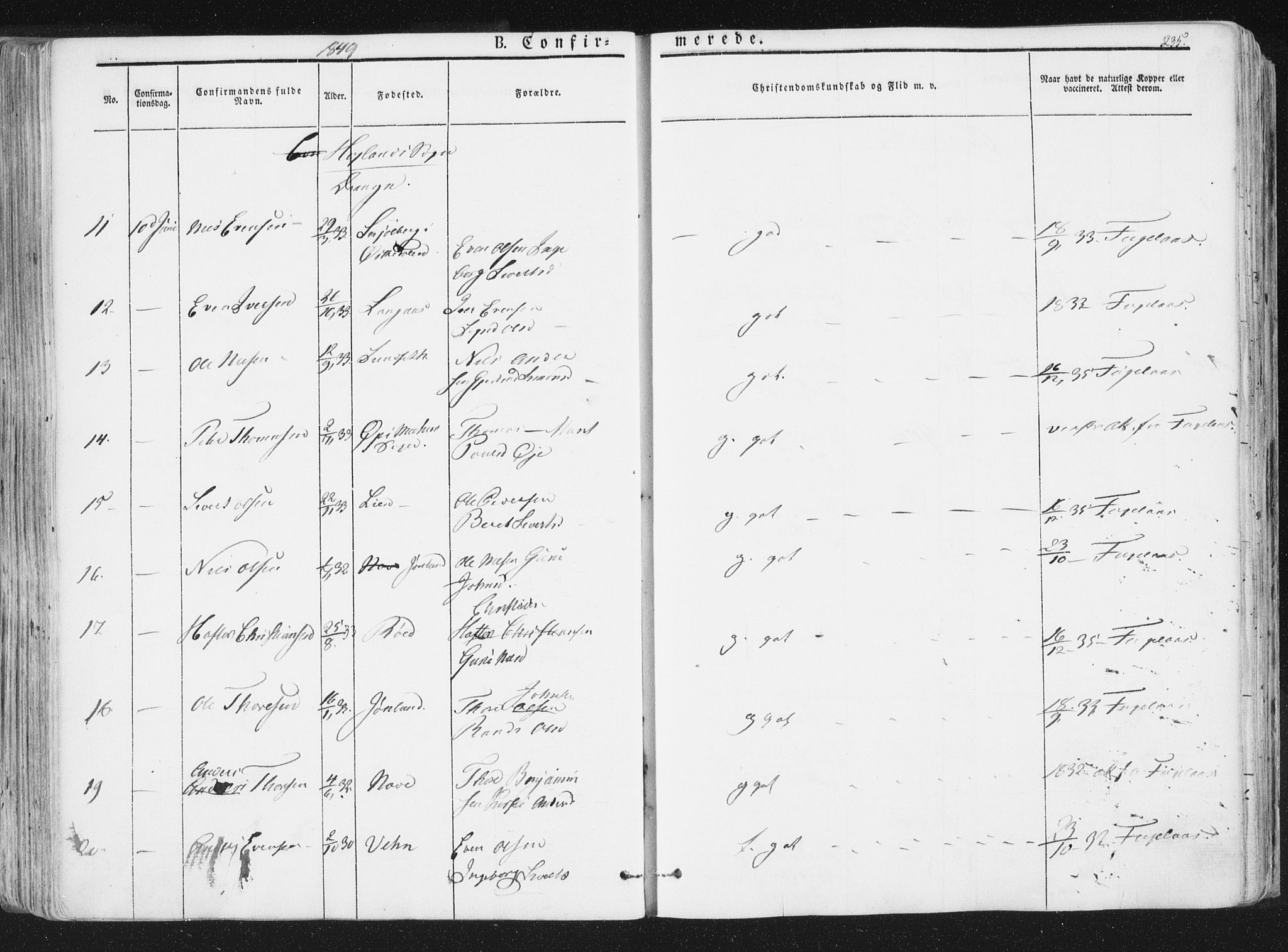 Ministerialprotokoller, klokkerbøker og fødselsregistre - Sør-Trøndelag, SAT/A-1456/691/L1074: Parish register (official) no. 691A06, 1842-1852, p. 235