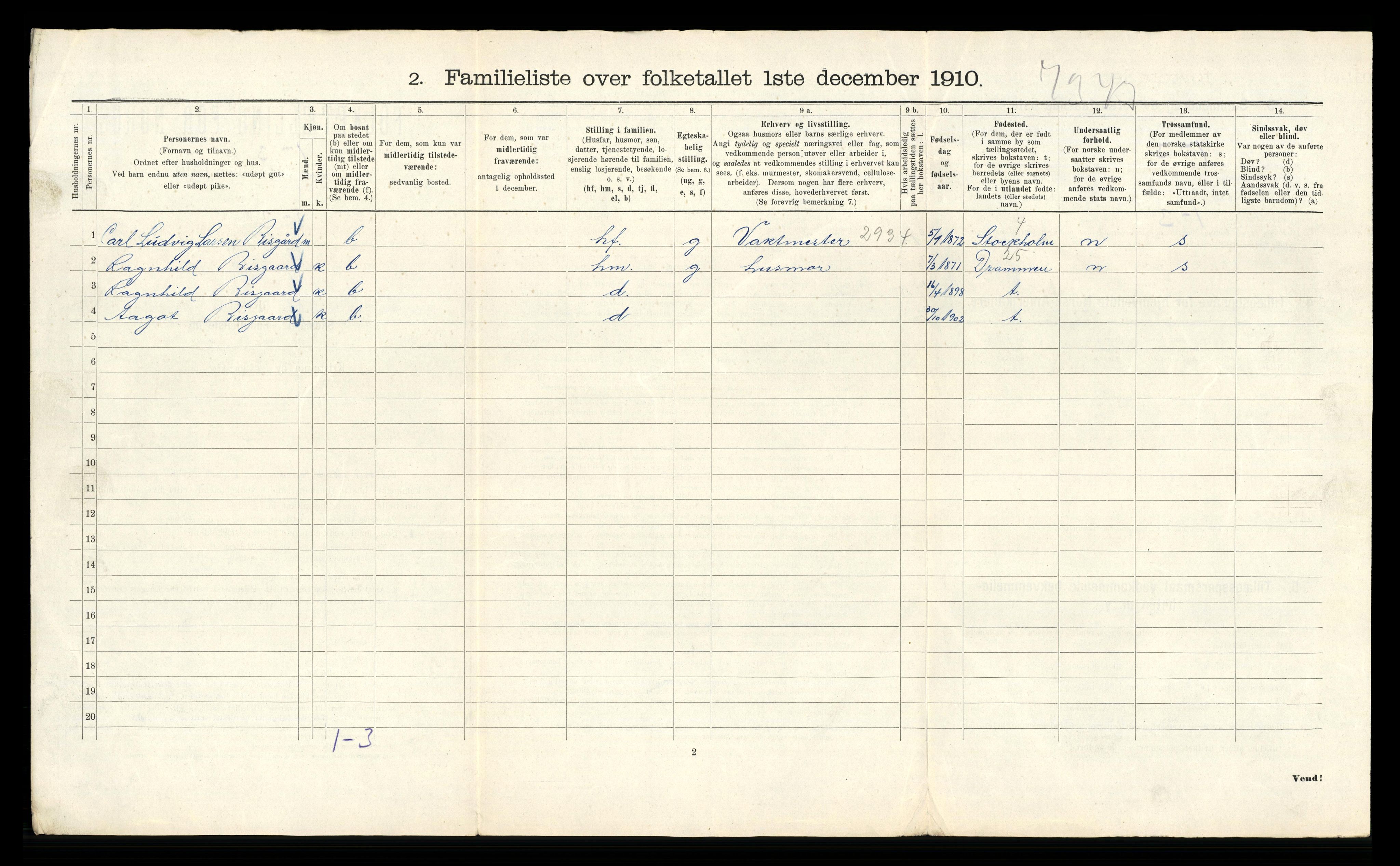 RA, 1910 census for Kristiania, 1910, p. 63920