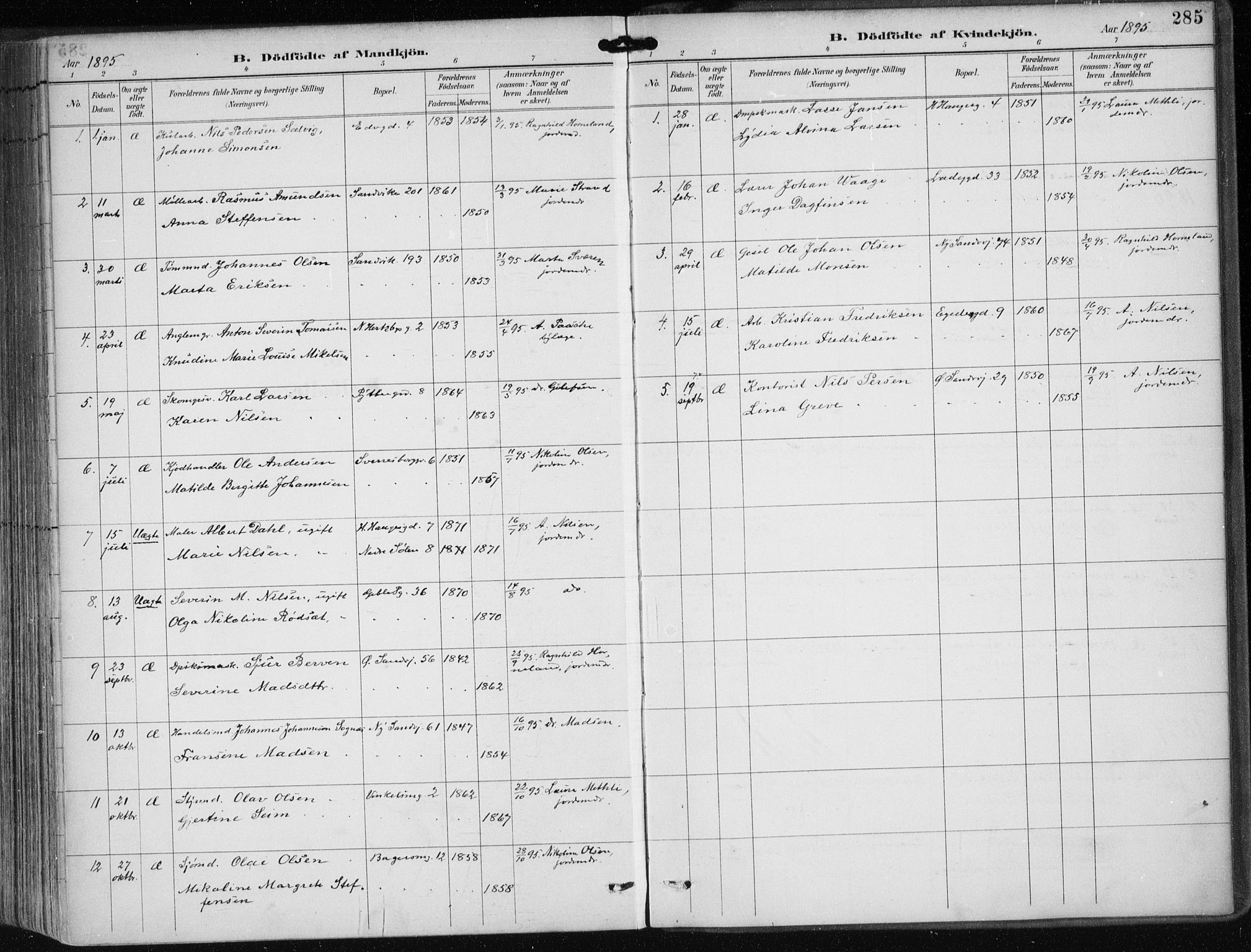 Sandviken Sokneprestembete, SAB/A-77601/H/Ha/L0005: Parish register (official) no. B 2, 1891-1901, p. 285