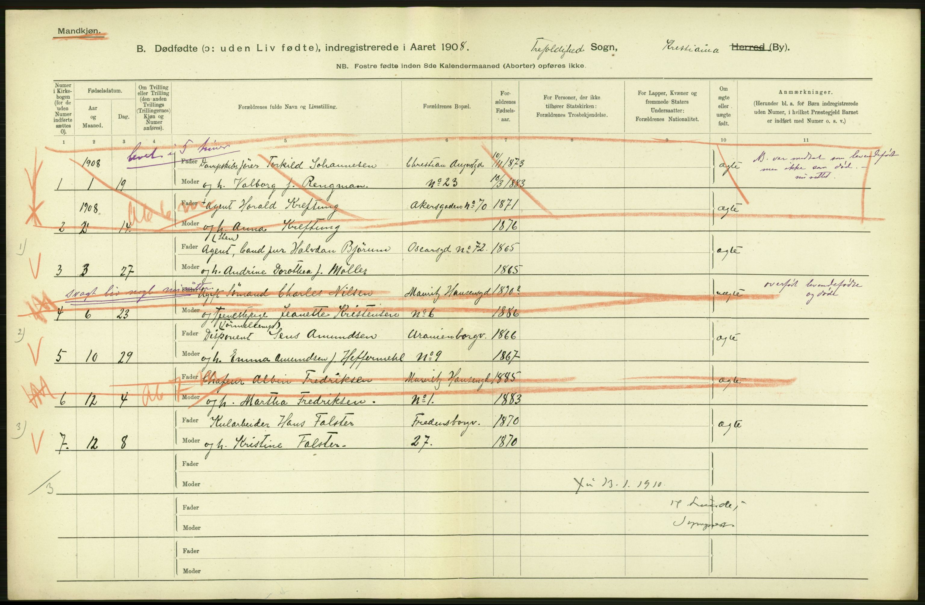 Statistisk sentralbyrå, Sosiodemografiske emner, Befolkning, AV/RA-S-2228/D/Df/Dfa/Dfaf/L0009: Kristiania: Døde, dødfødte., 1908, p. 406