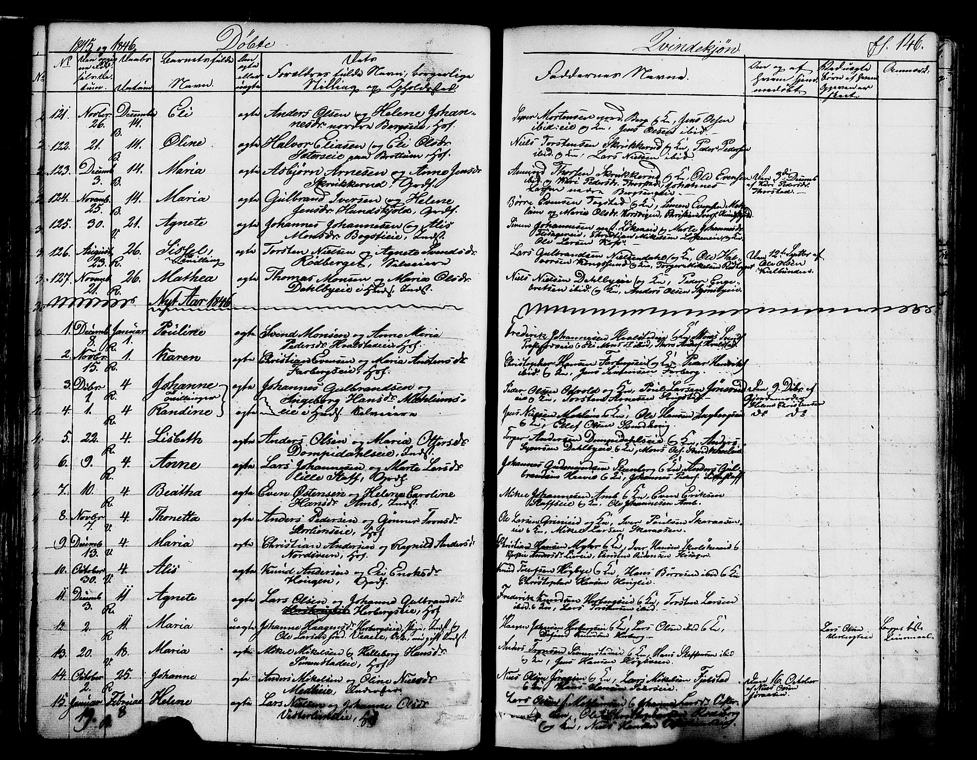 Ringsaker prestekontor, AV/SAH-PREST-014/K/Ka/L0008: Parish register (official) no. 8, 1837-1850, p. 146